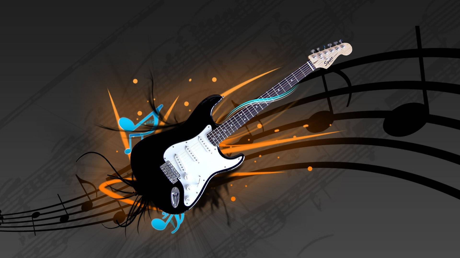 Music Notes Electric Guitar Background