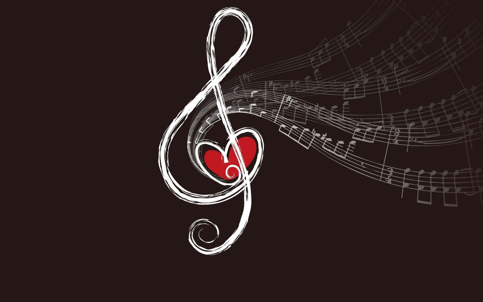 Music Notes Heart Background