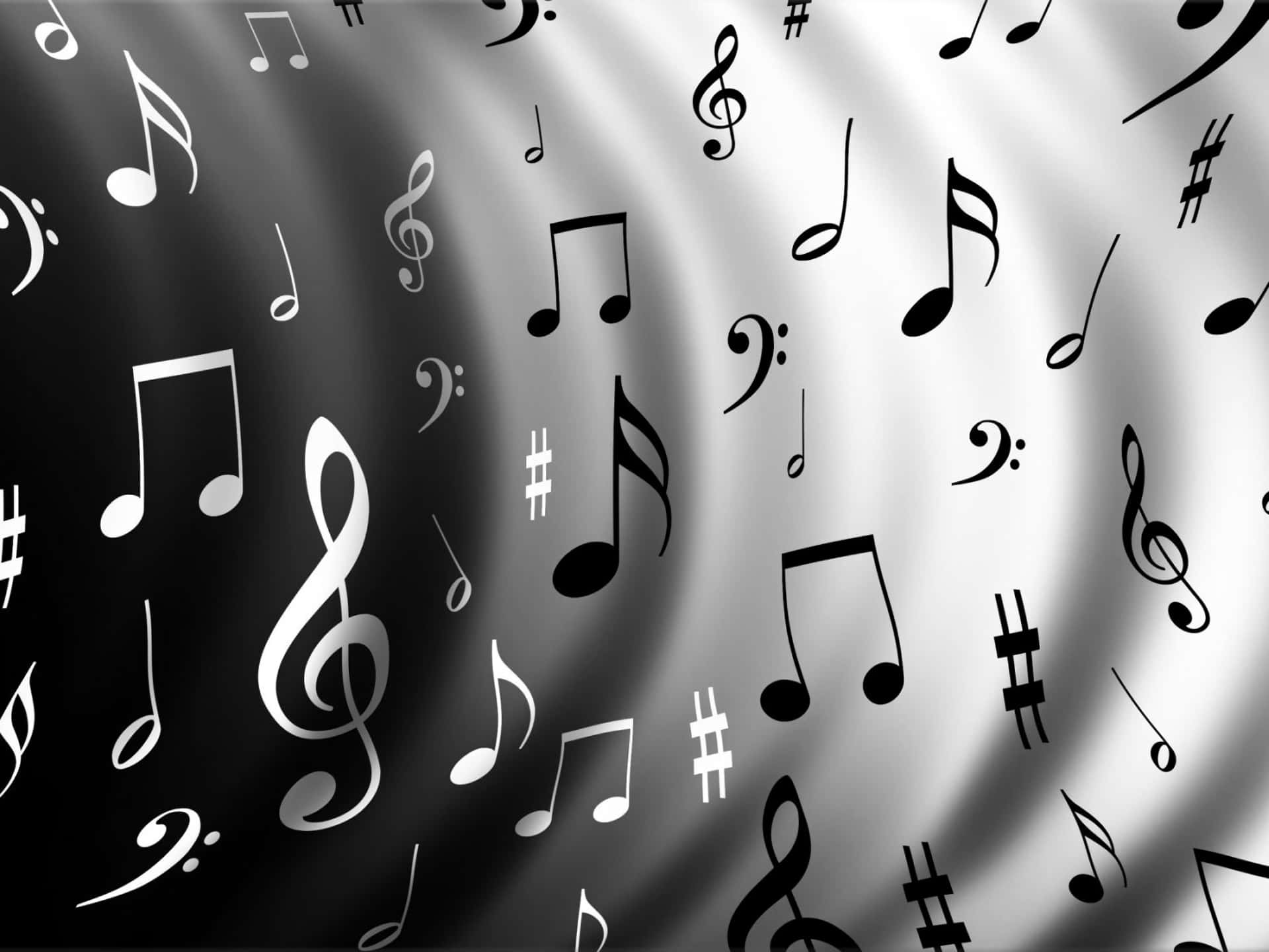 Music Notes On A Black And White Background Background