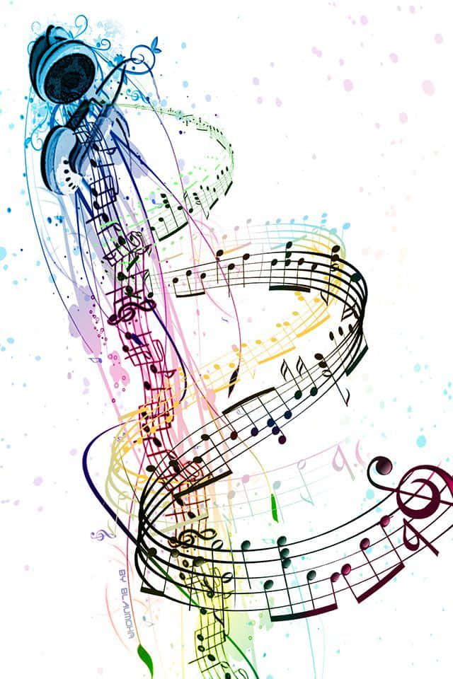 Music Notes Symbolizing The Heart Of Music Background