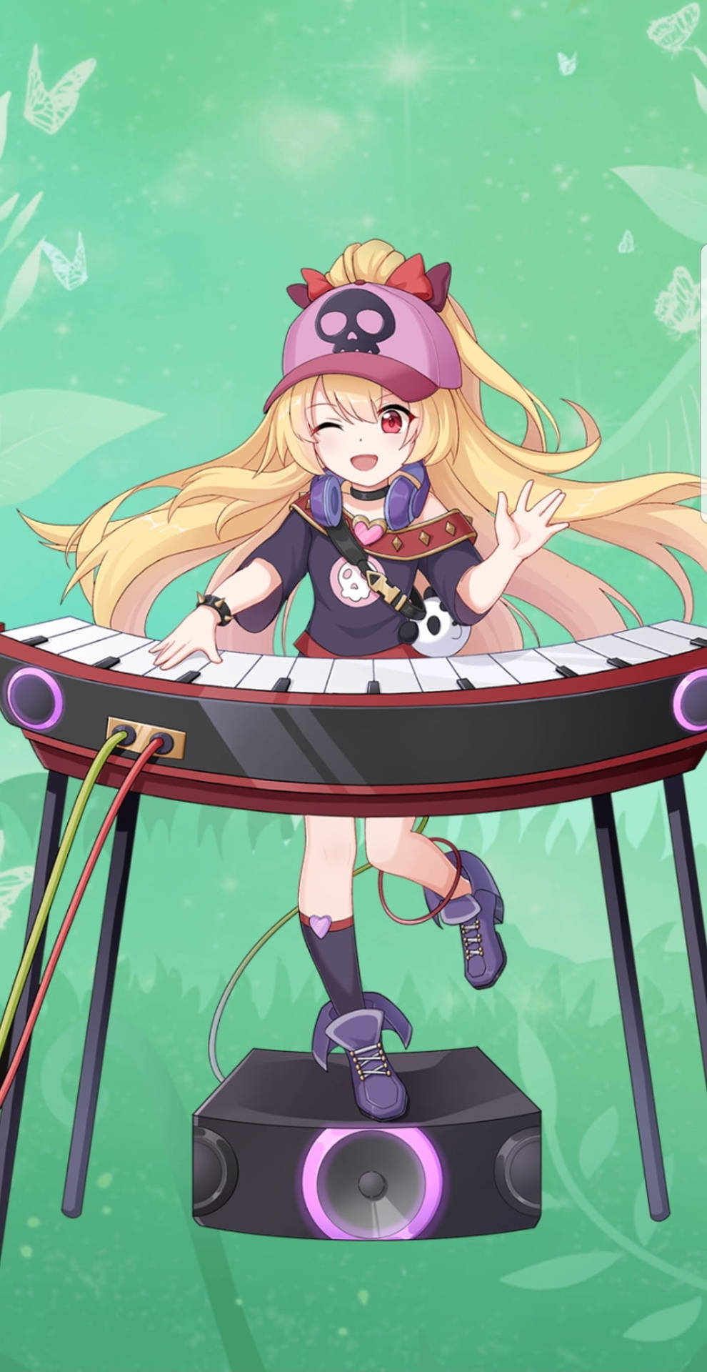 Music Phone Anime Girl Playing Piano Background