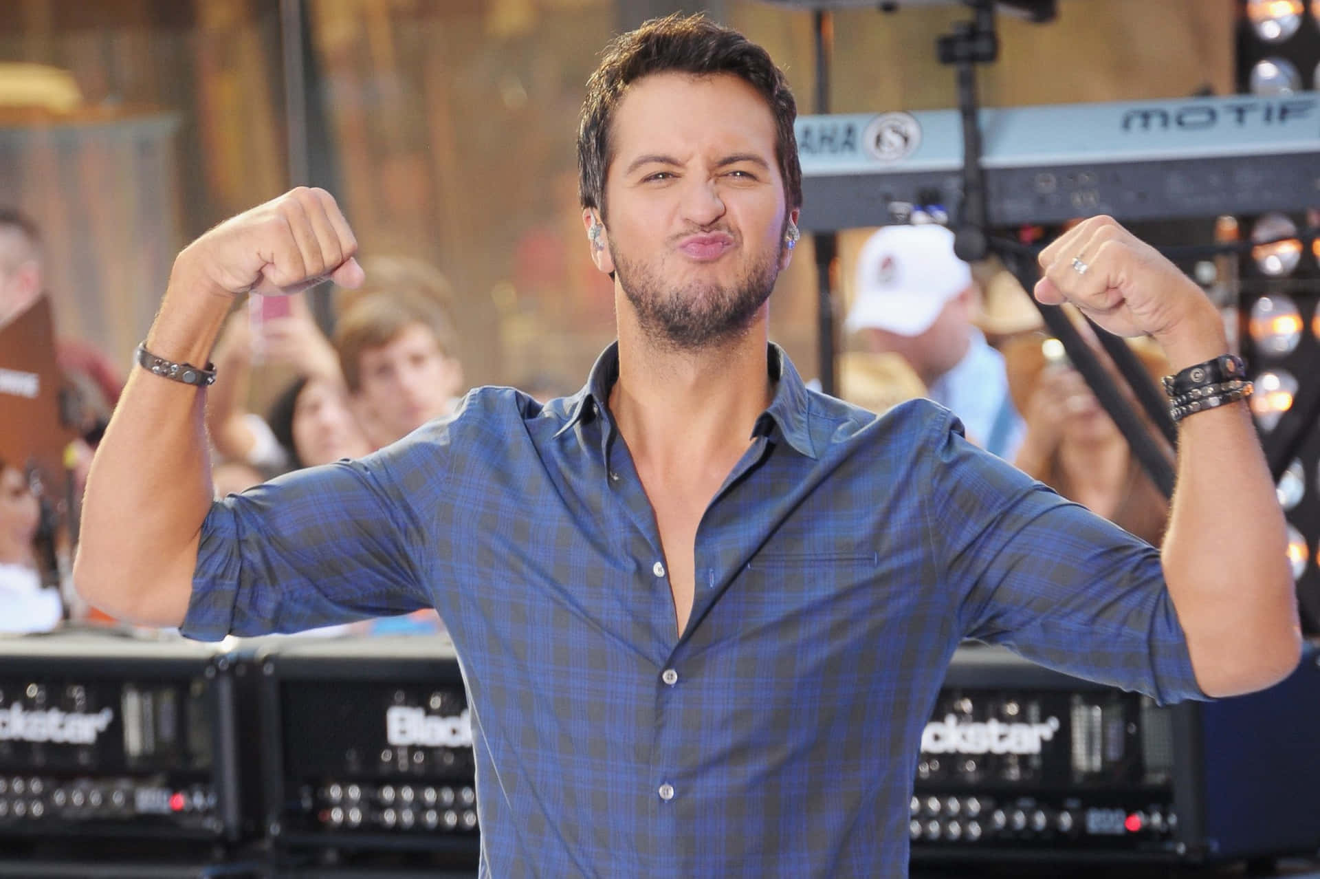 Music Star Luke Bryan Looks Ready To Put On An Amazing Show. Background