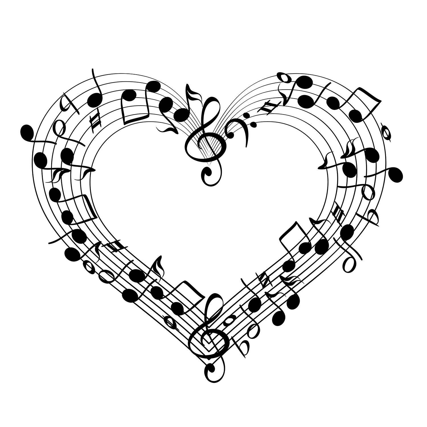 Music Symbols Black Heart Art Background