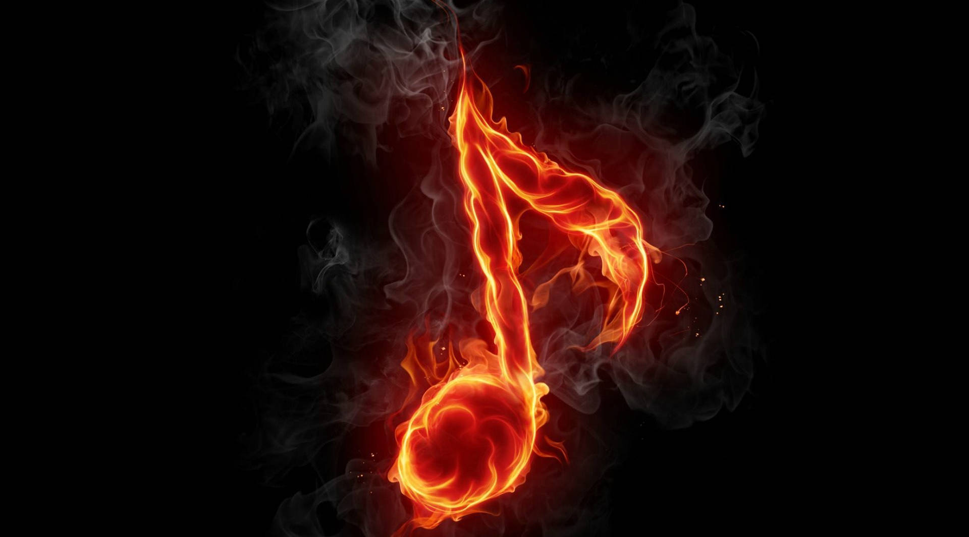 Music Symbols Burning Quaver Background