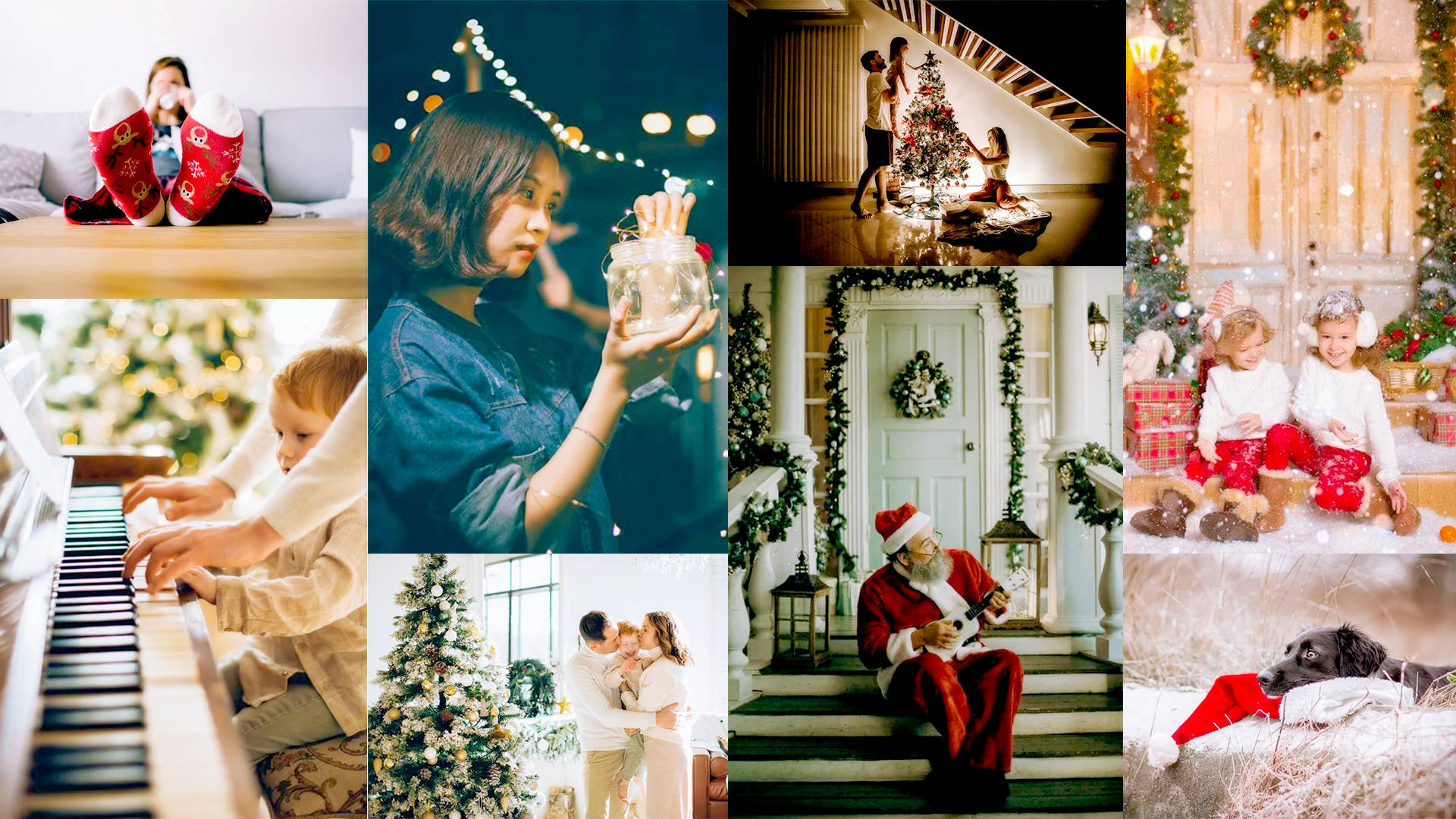 Musical Christmas Collage Background