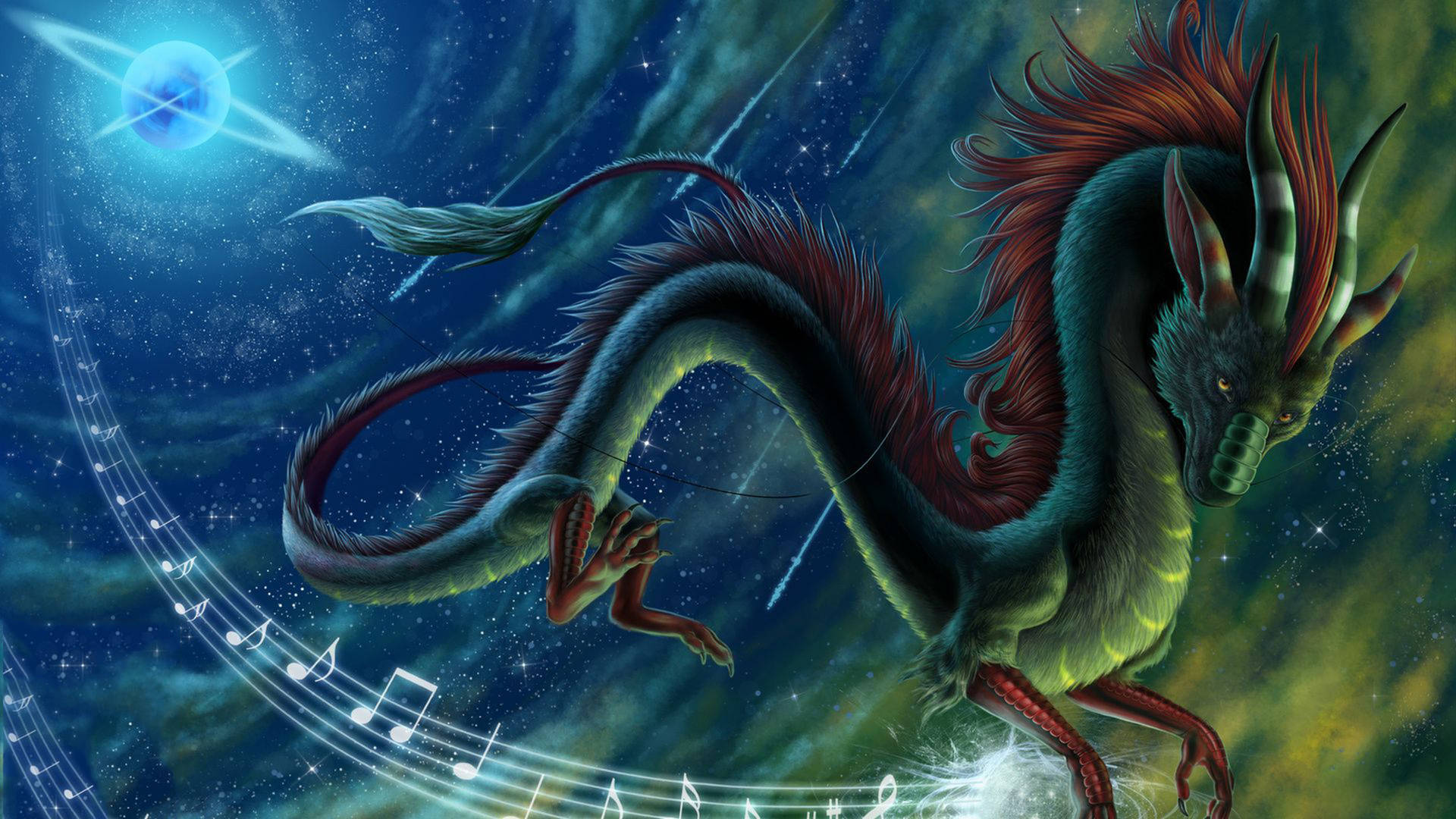 Musical Eastern Dragon Background
