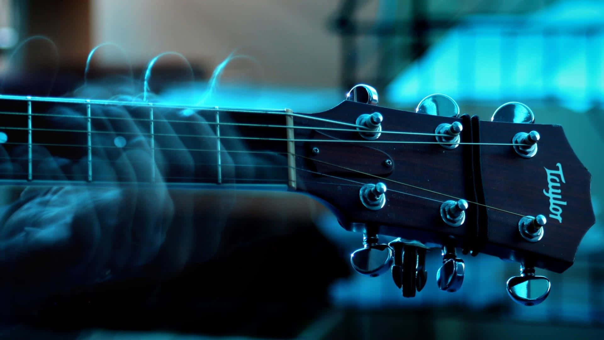 Musical Instrument Guitar Blue Aura Background