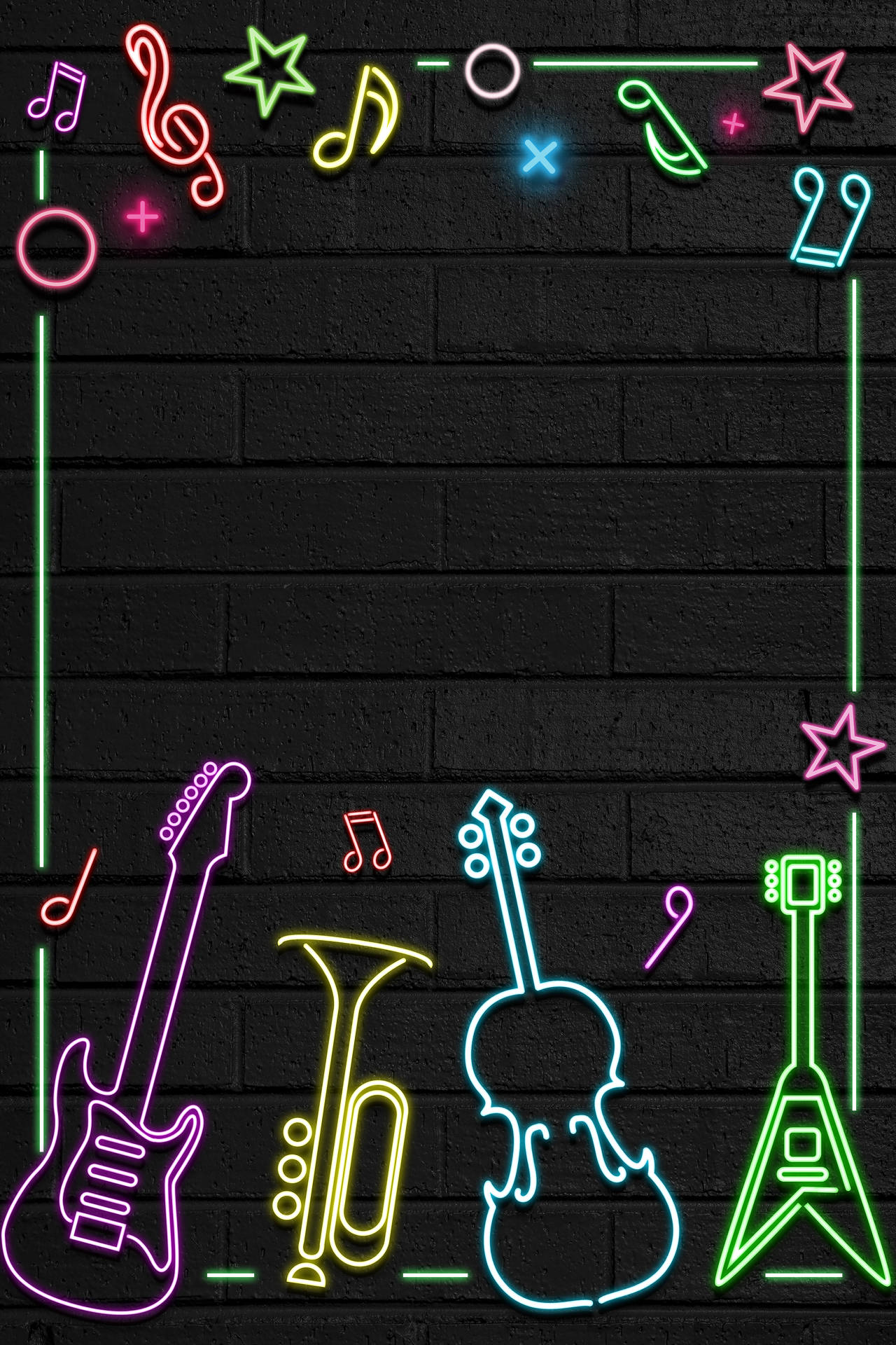 Musical Neon Phone Background