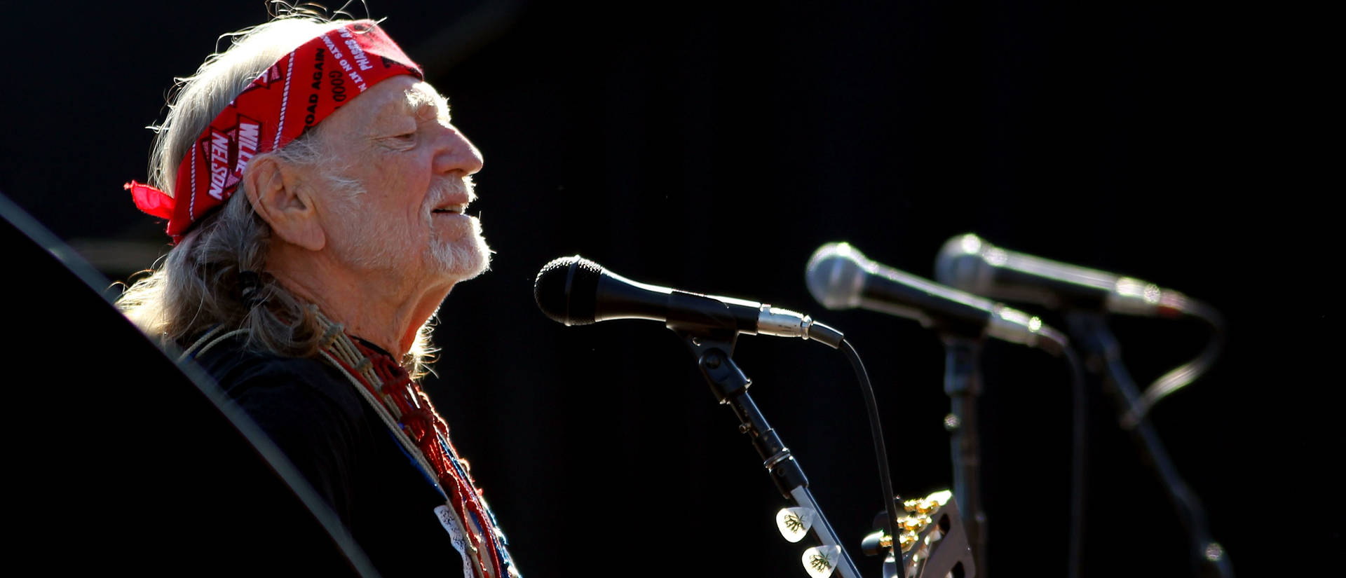 Musician Willie Nelson Panoramic Photo Background