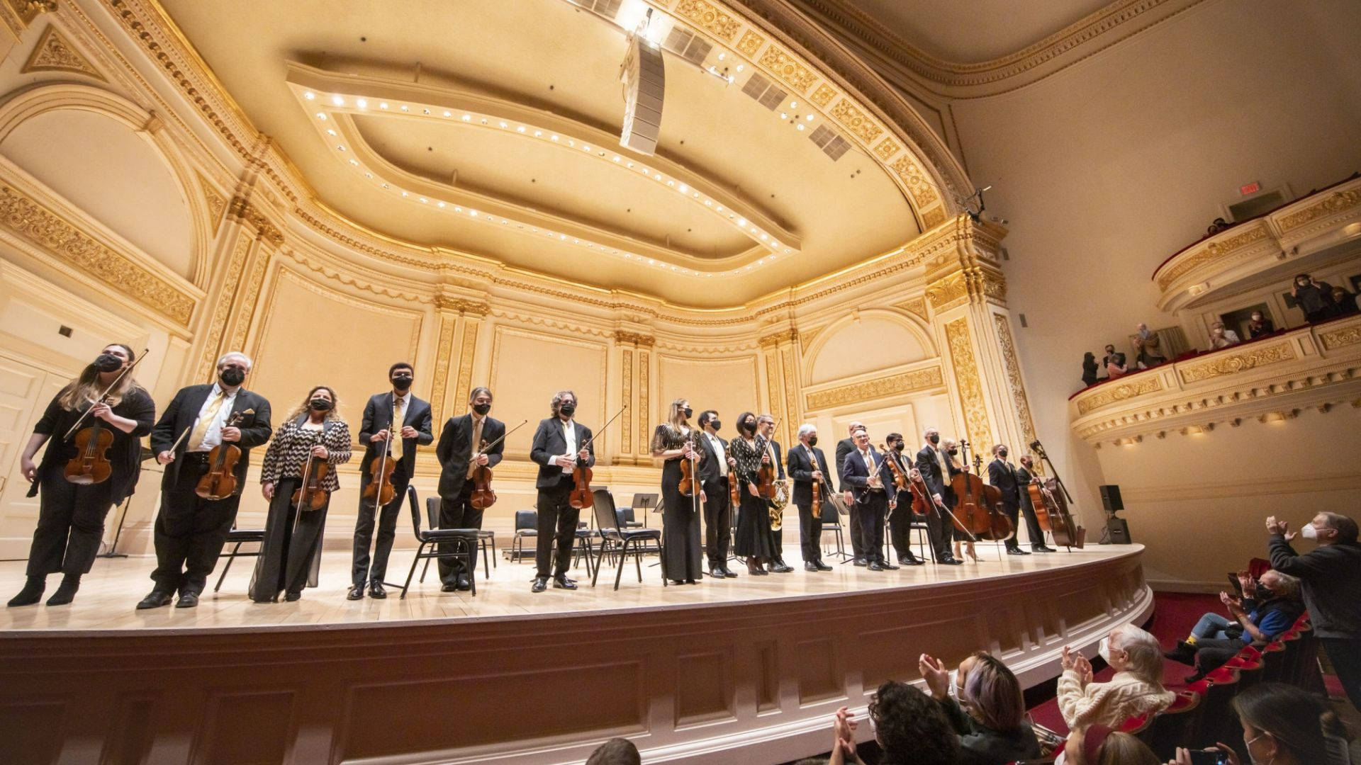 Musicians Lined Up Carnegie Hall Background