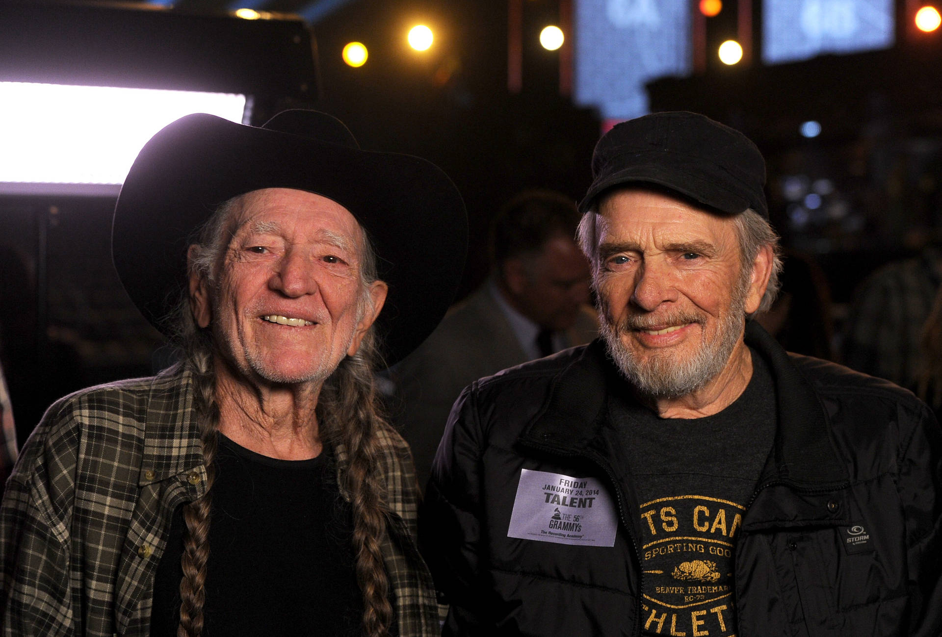 Musicians Merle Haggard And Willie Nelson Background