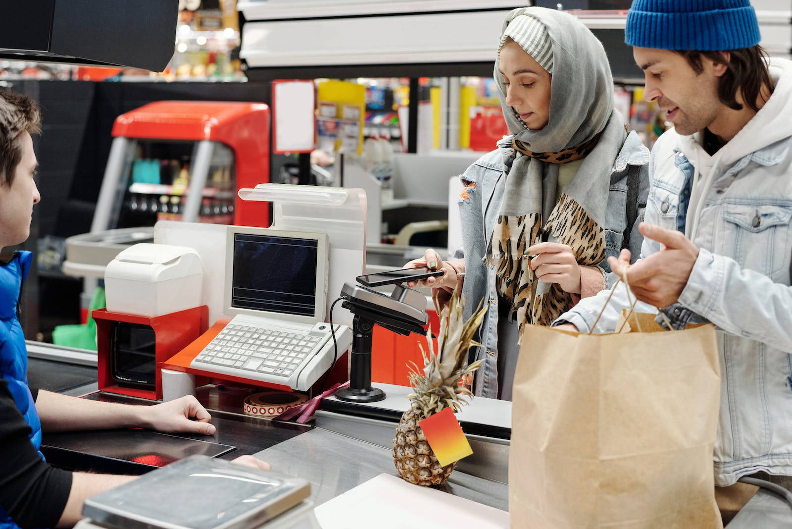 Muslim Couple At Supermarket Background