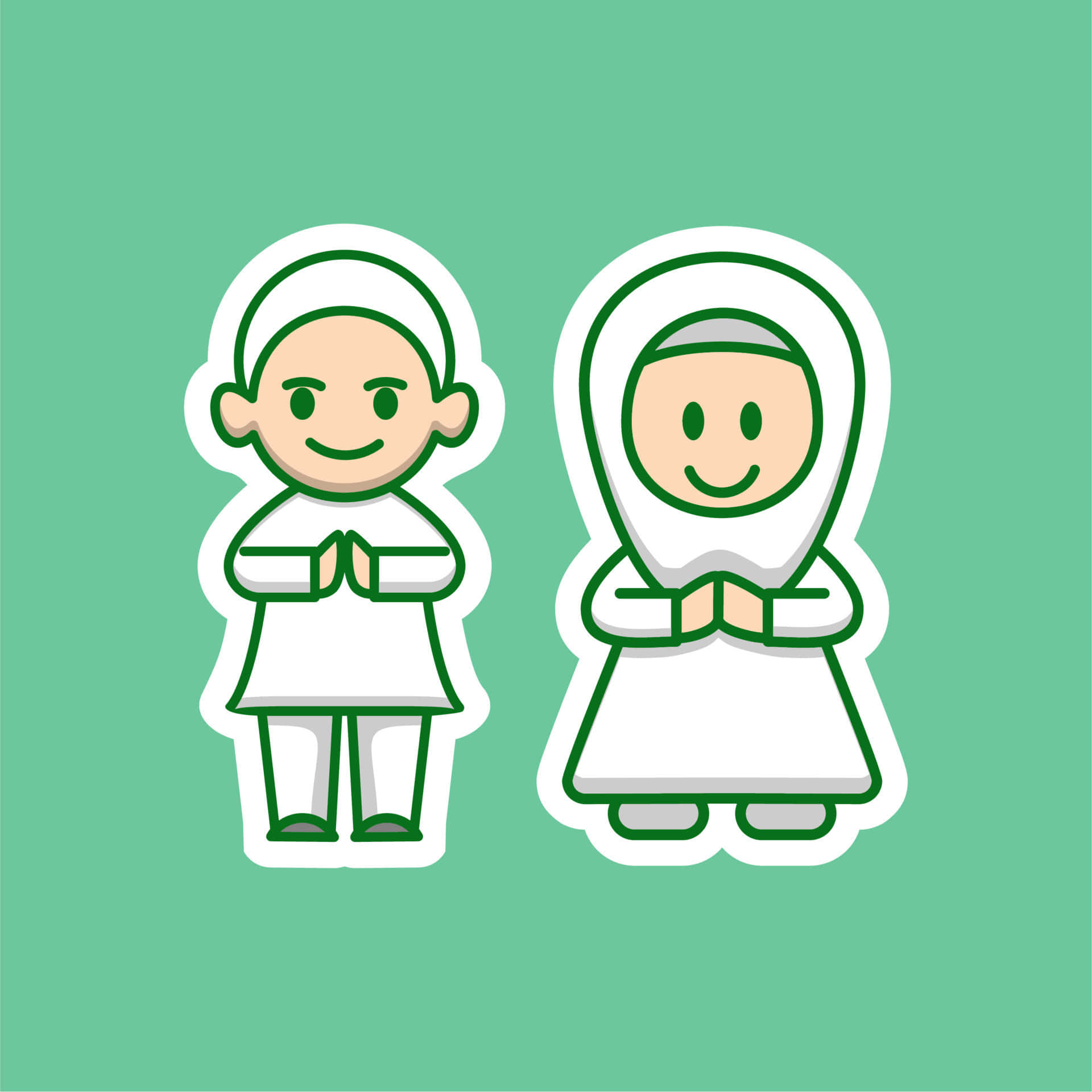 Muslim Couple Cartoon Characters