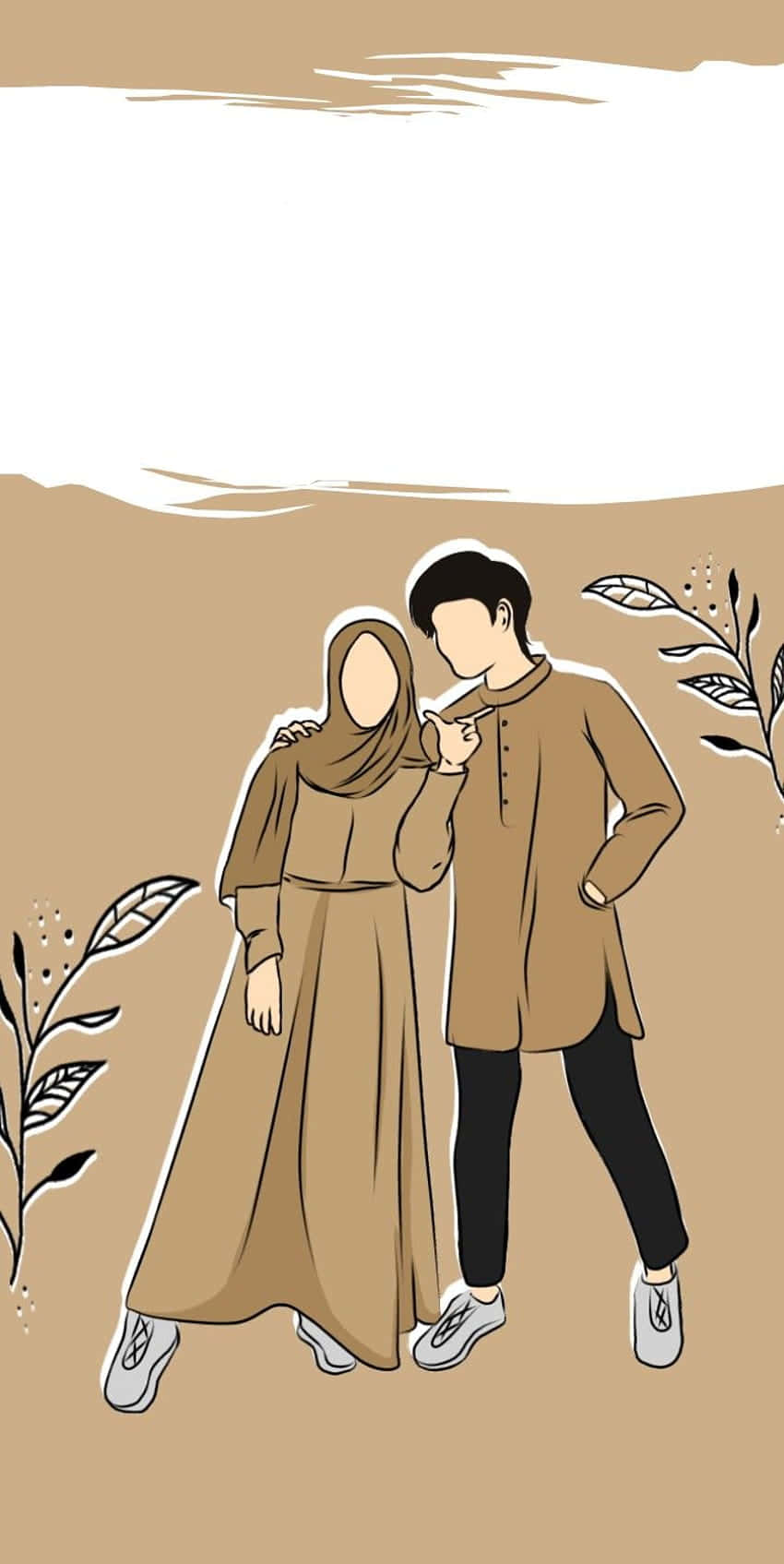 Muslim Couple Cartoon Illustration