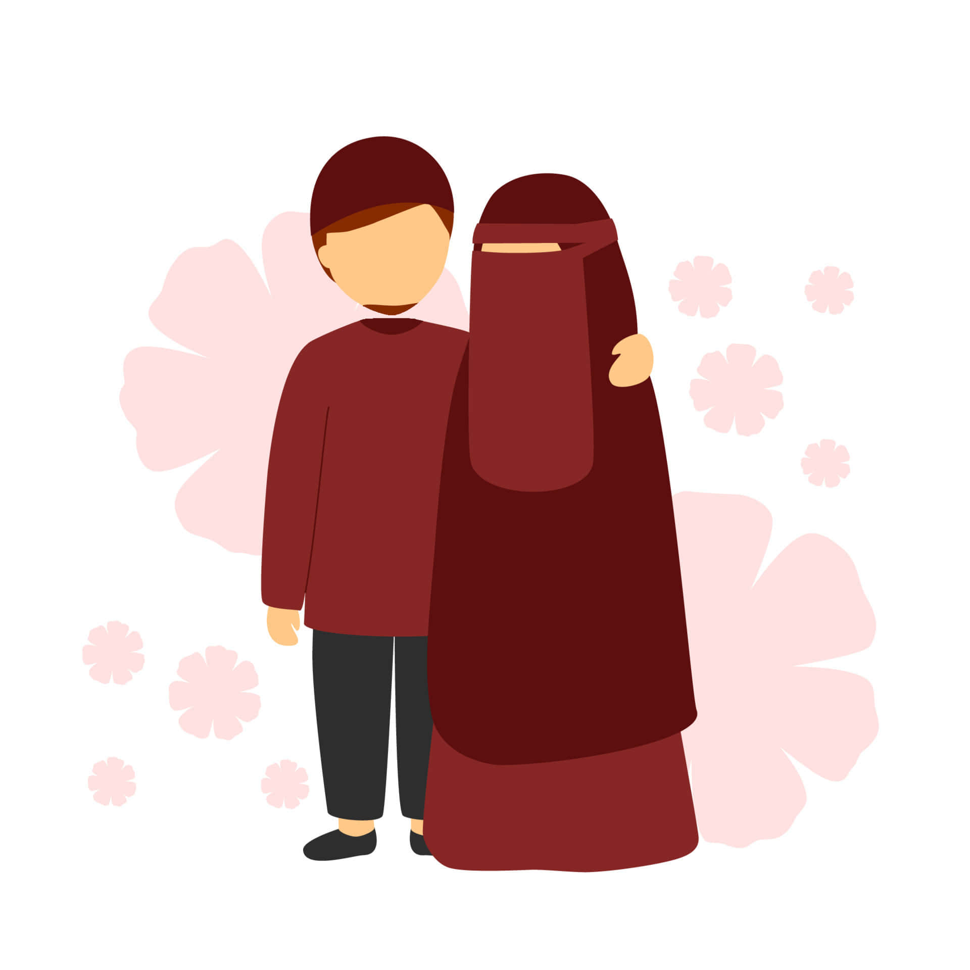 Muslim Couple Cartoon Illustration