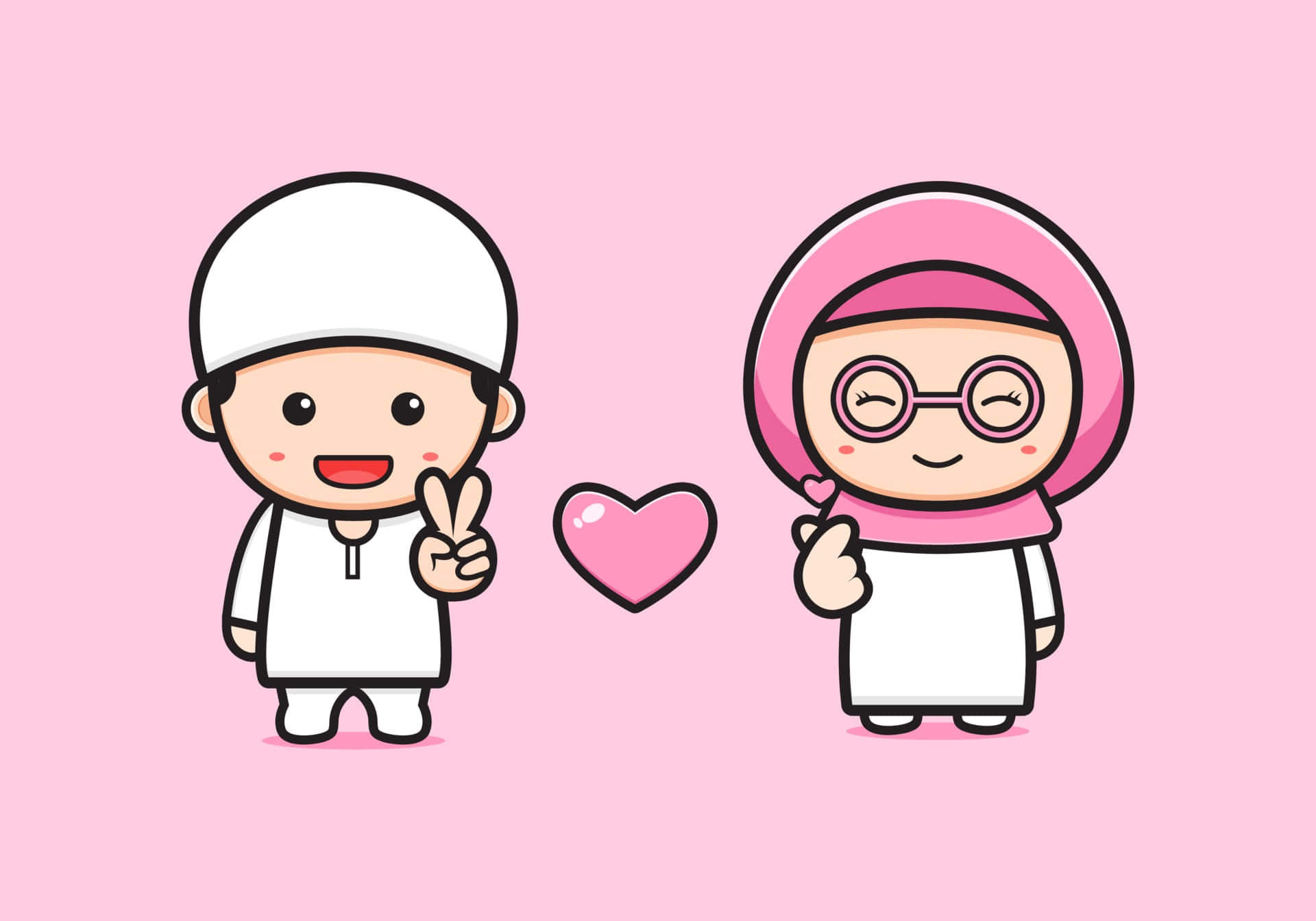 Muslim Couple Cartoon Love Illustration Background