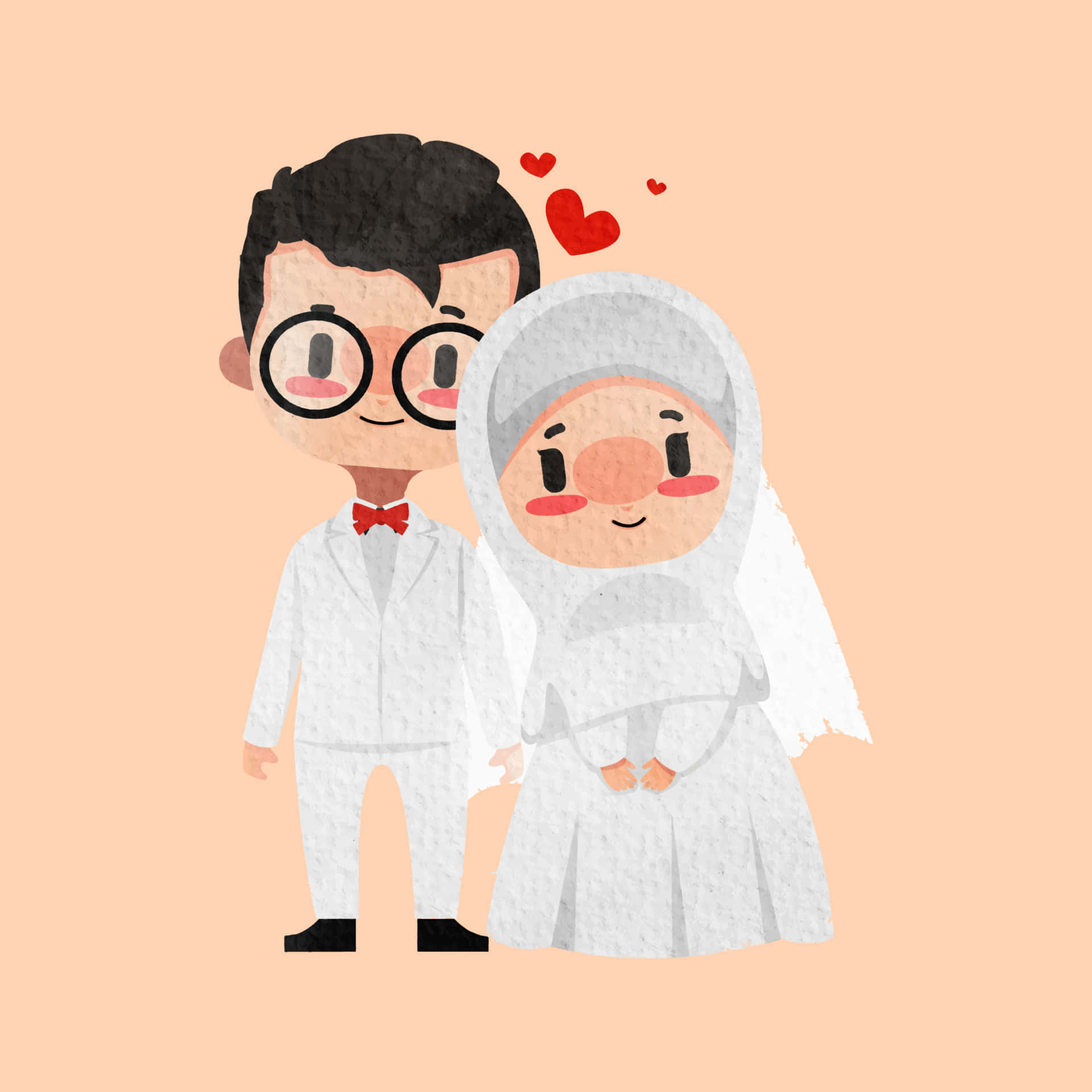 Muslim Couple Cartoon Love Illustration Background