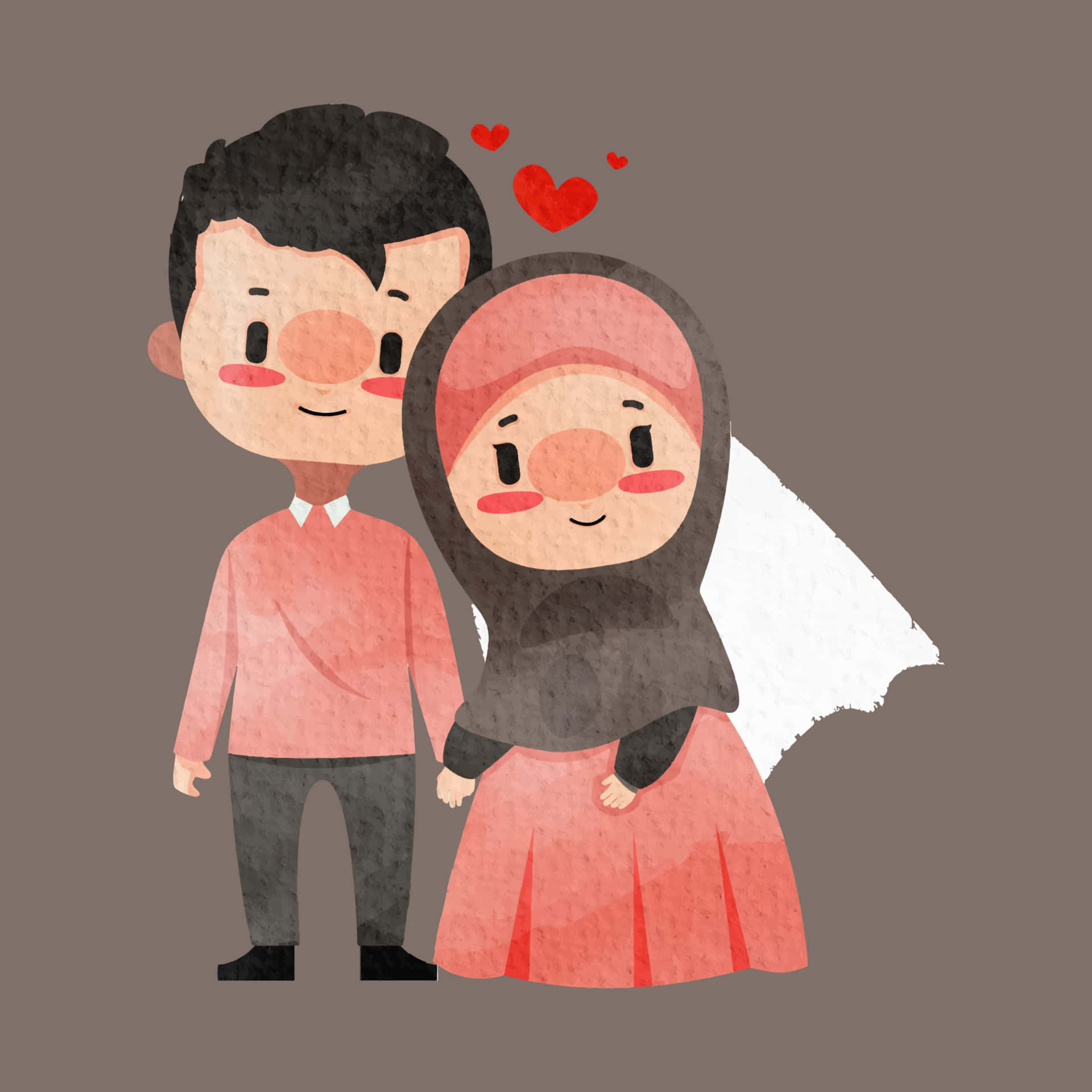 Muslim Couple Cartoon Love Illustration Background