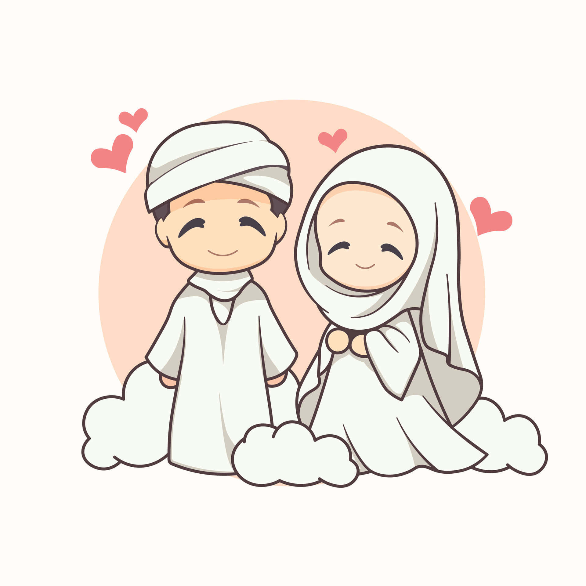 Muslim Couple Cartoon Love Illustration