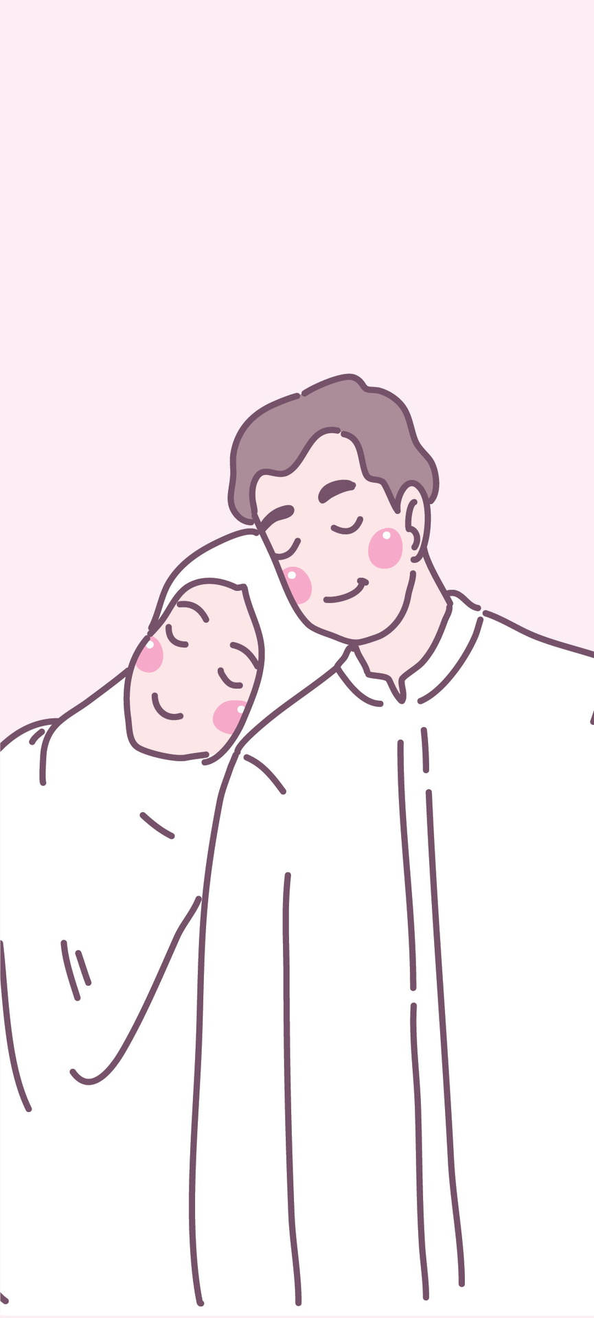 Muslim Couple Cartoon Pink And White Aesthetic Background