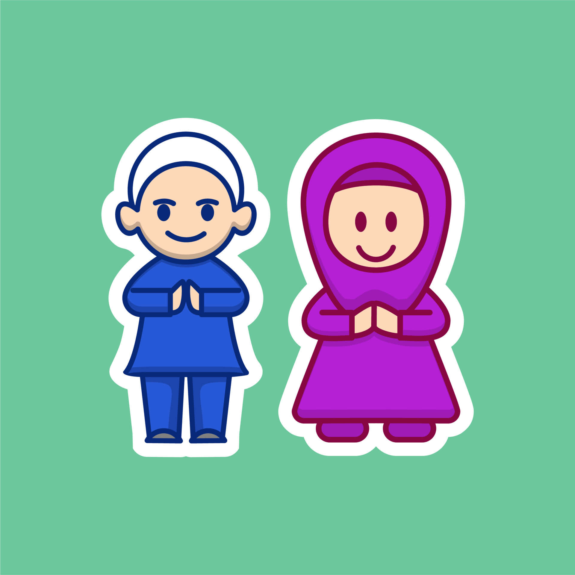 Muslim Couple Cartoon Stickers