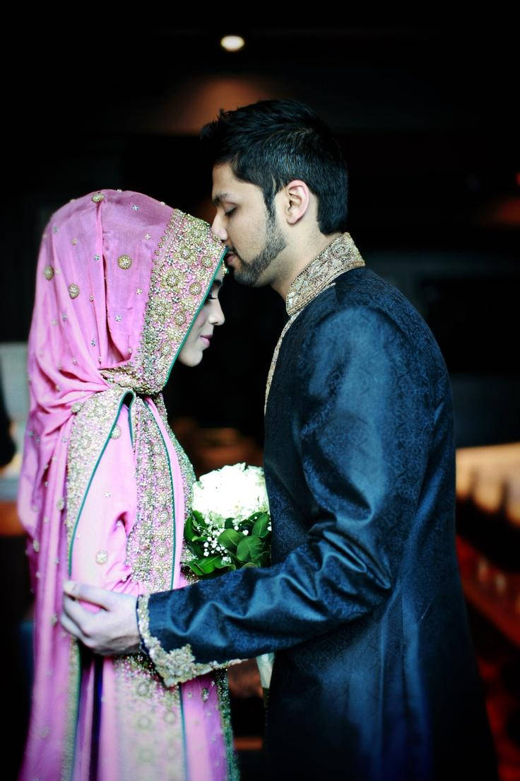 Muslim Couple Forehead Kiss Background