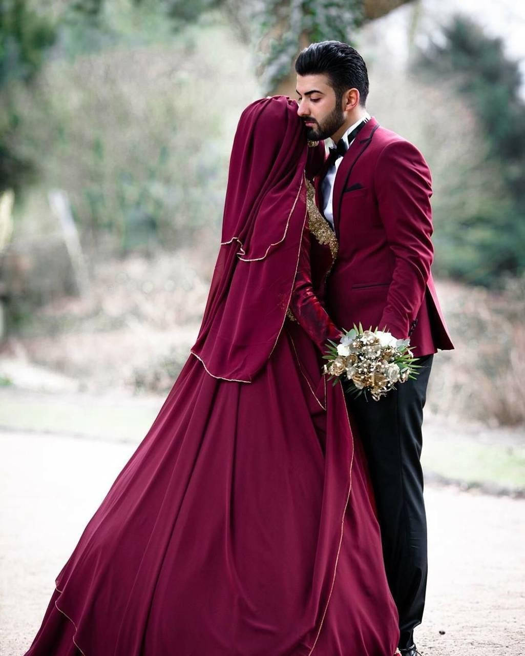 Muslim Couple Maroon Wedding Theme