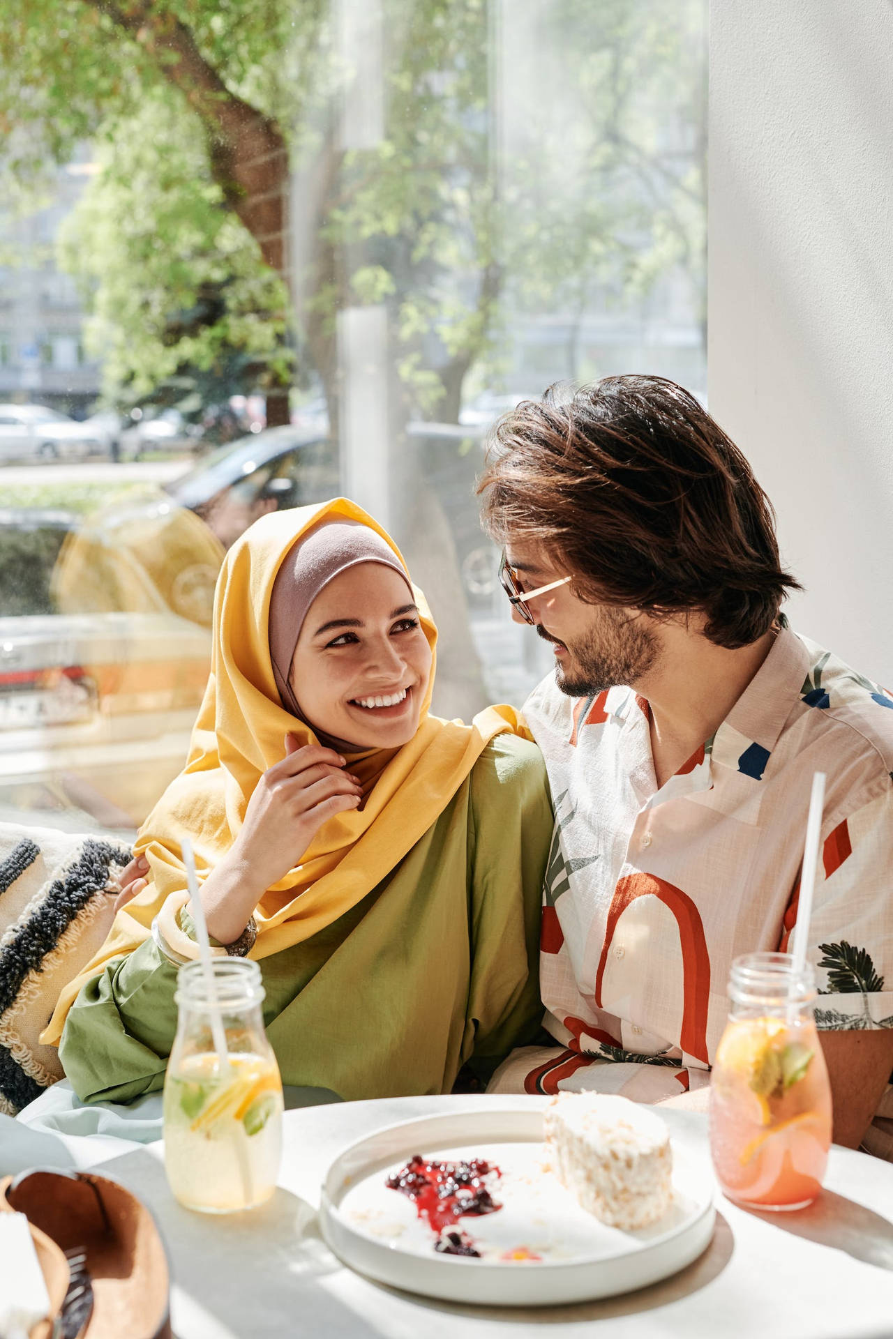 Muslim Couple On A Cafe Date