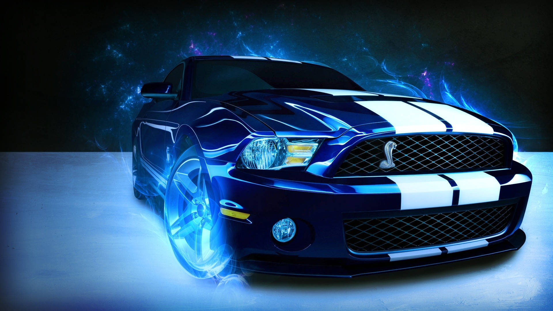 Mustang Hd Blue Flames Background