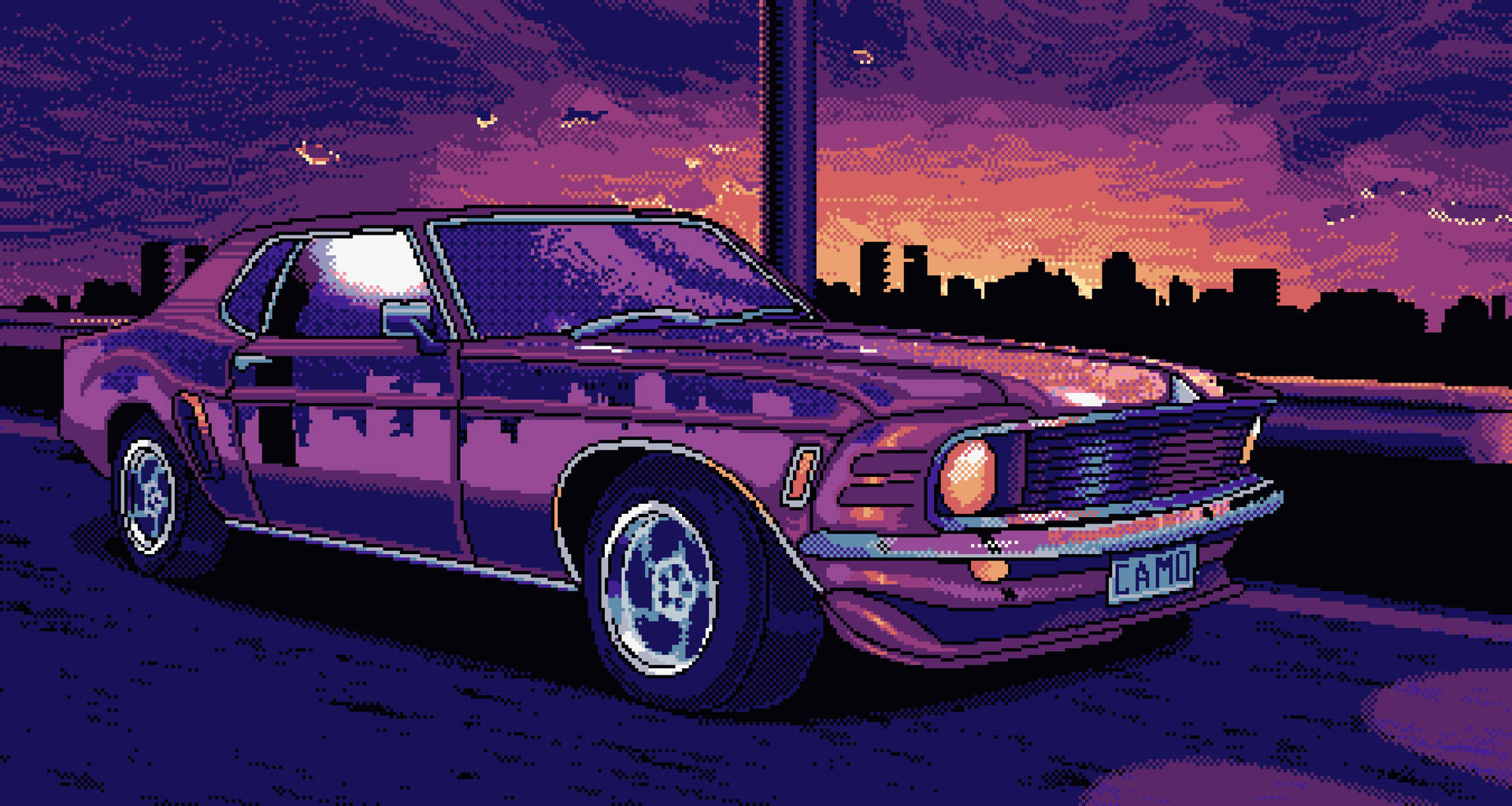 Mustang In A City Aesthetic Pixel Art