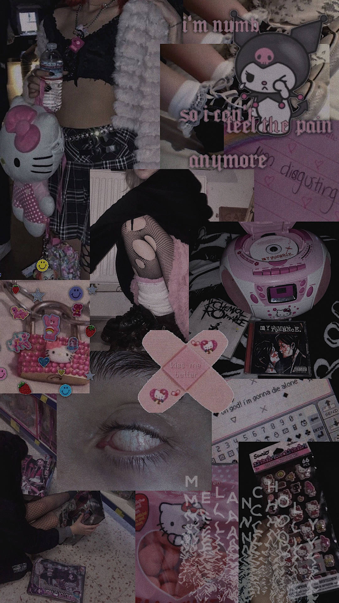 Muted Pink And Black E-girl Aesthetic Background