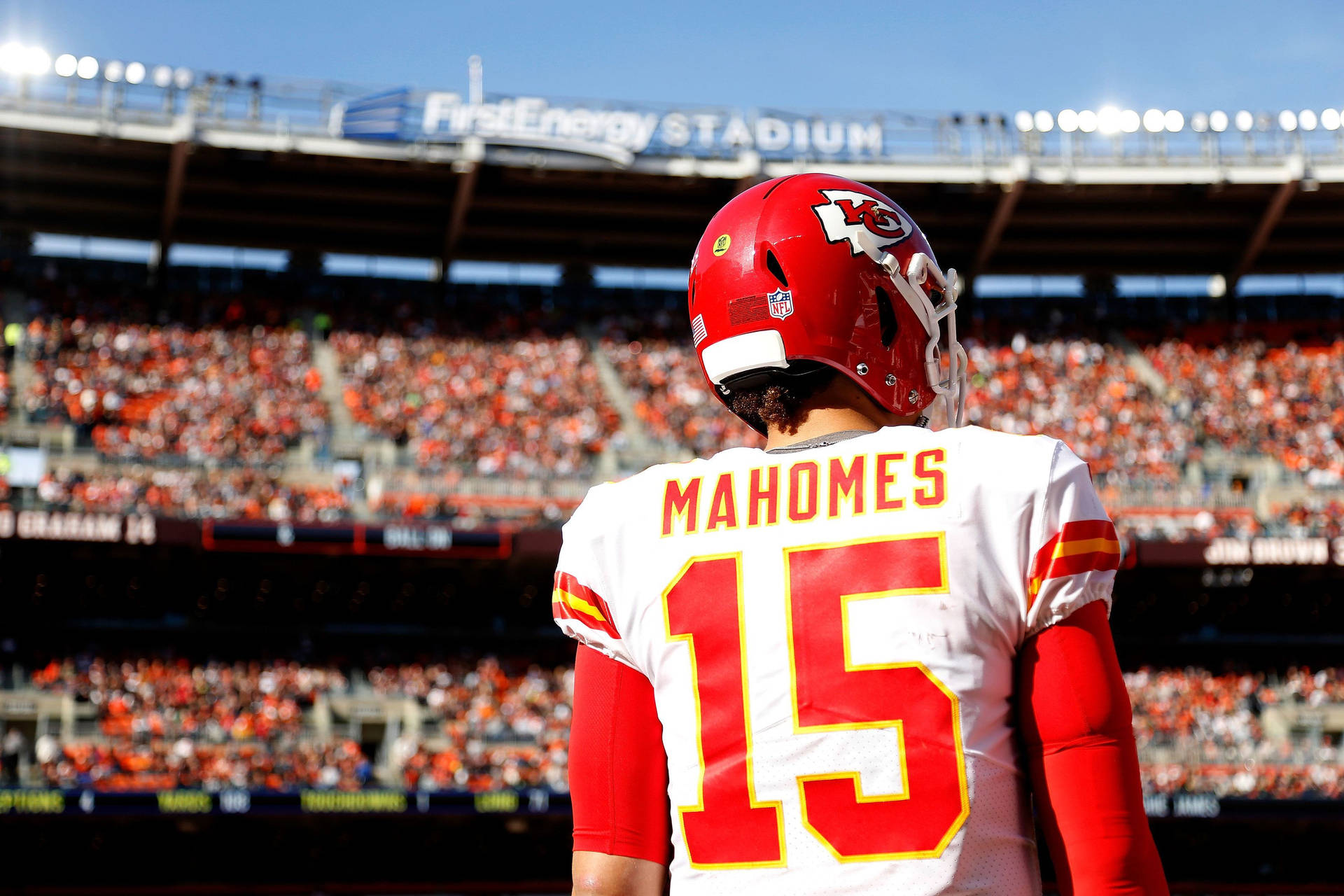 Mvp Patrick Mahomes Leading The Chiefs To Victory At Arrowhead Background