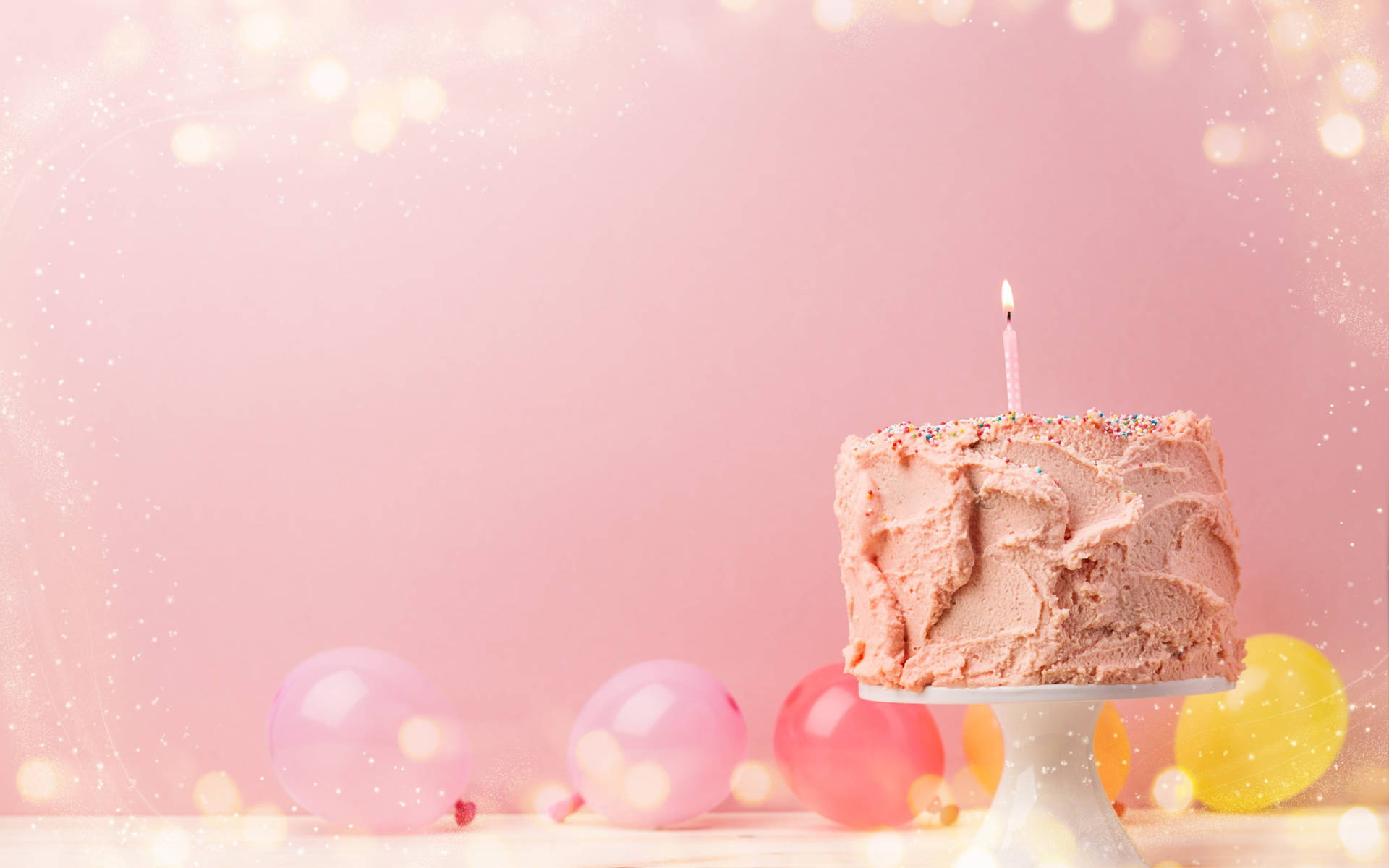 My Birthday Cake On Pastel Pink Background Background