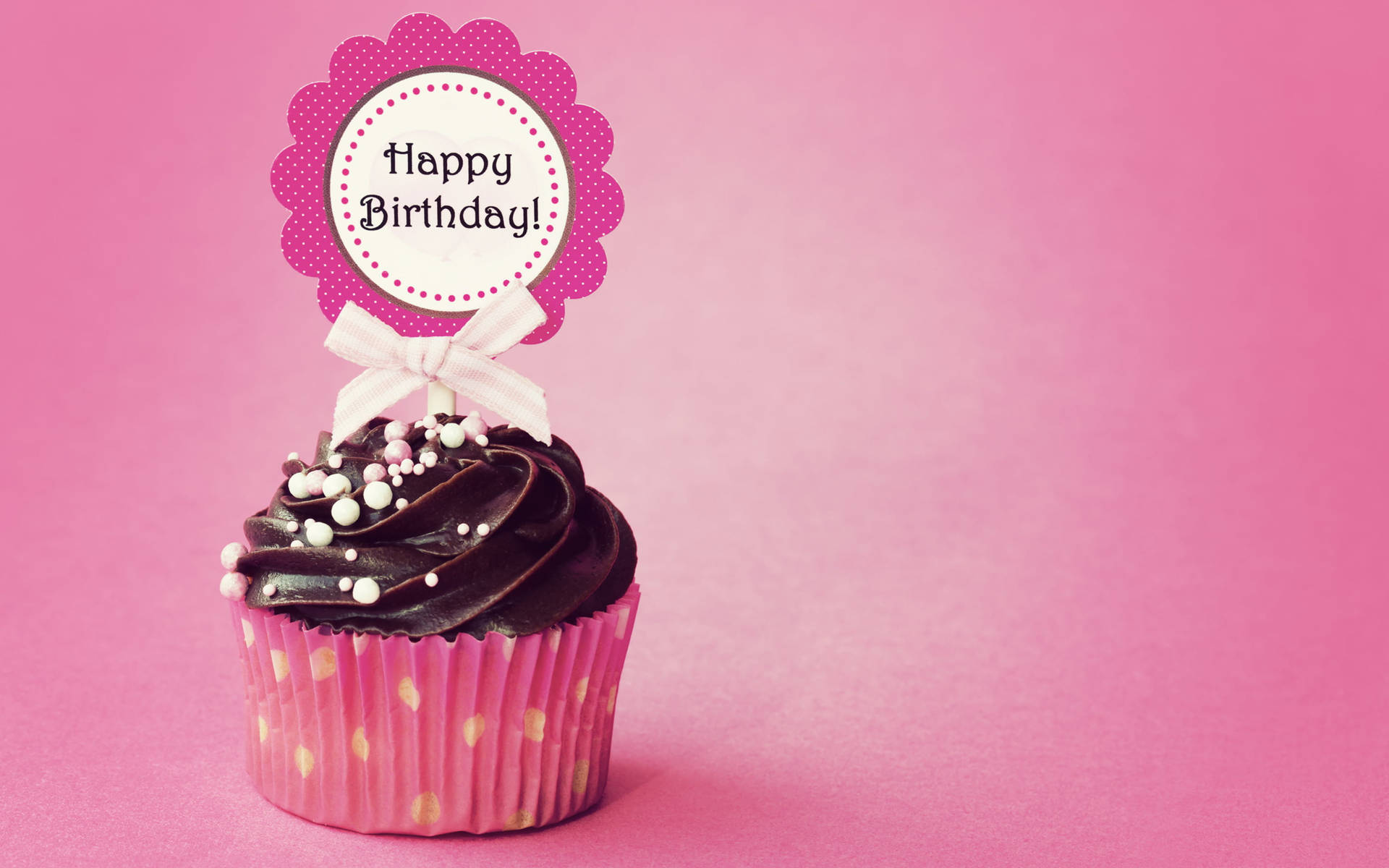 My Birthday Cupcake On Pink Background Background