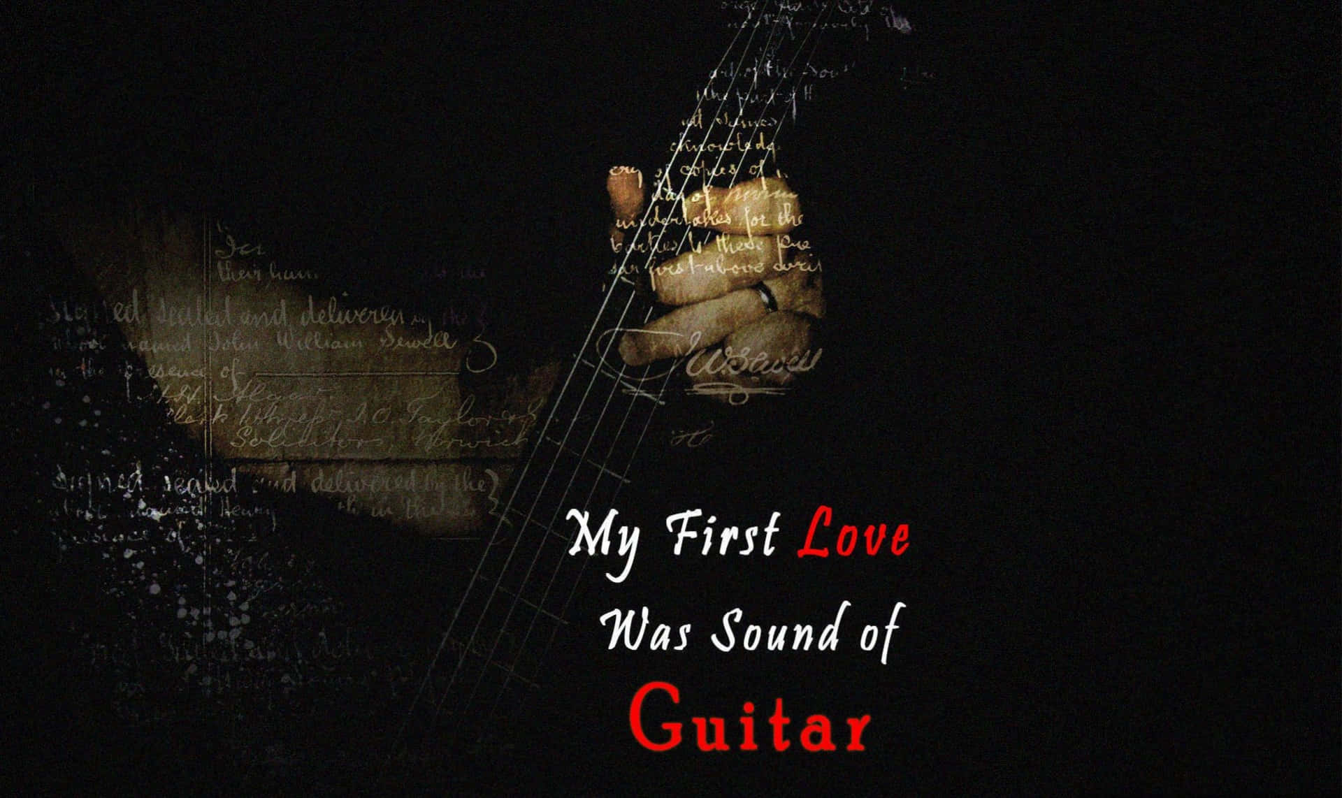 My First Love Guitar Music Quote Background