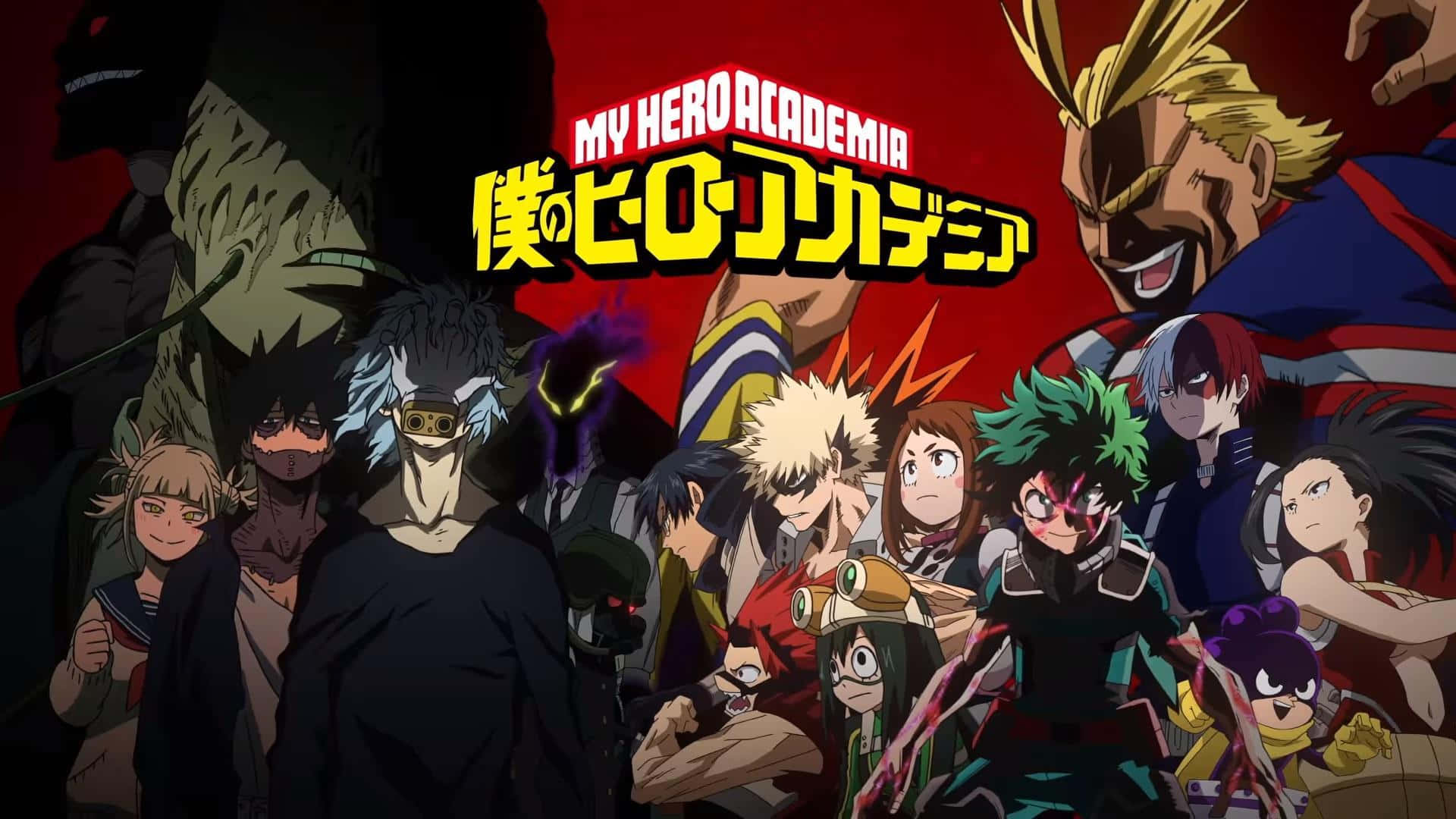 My Hero Academia - A Group Of Characters In A Red Background Background