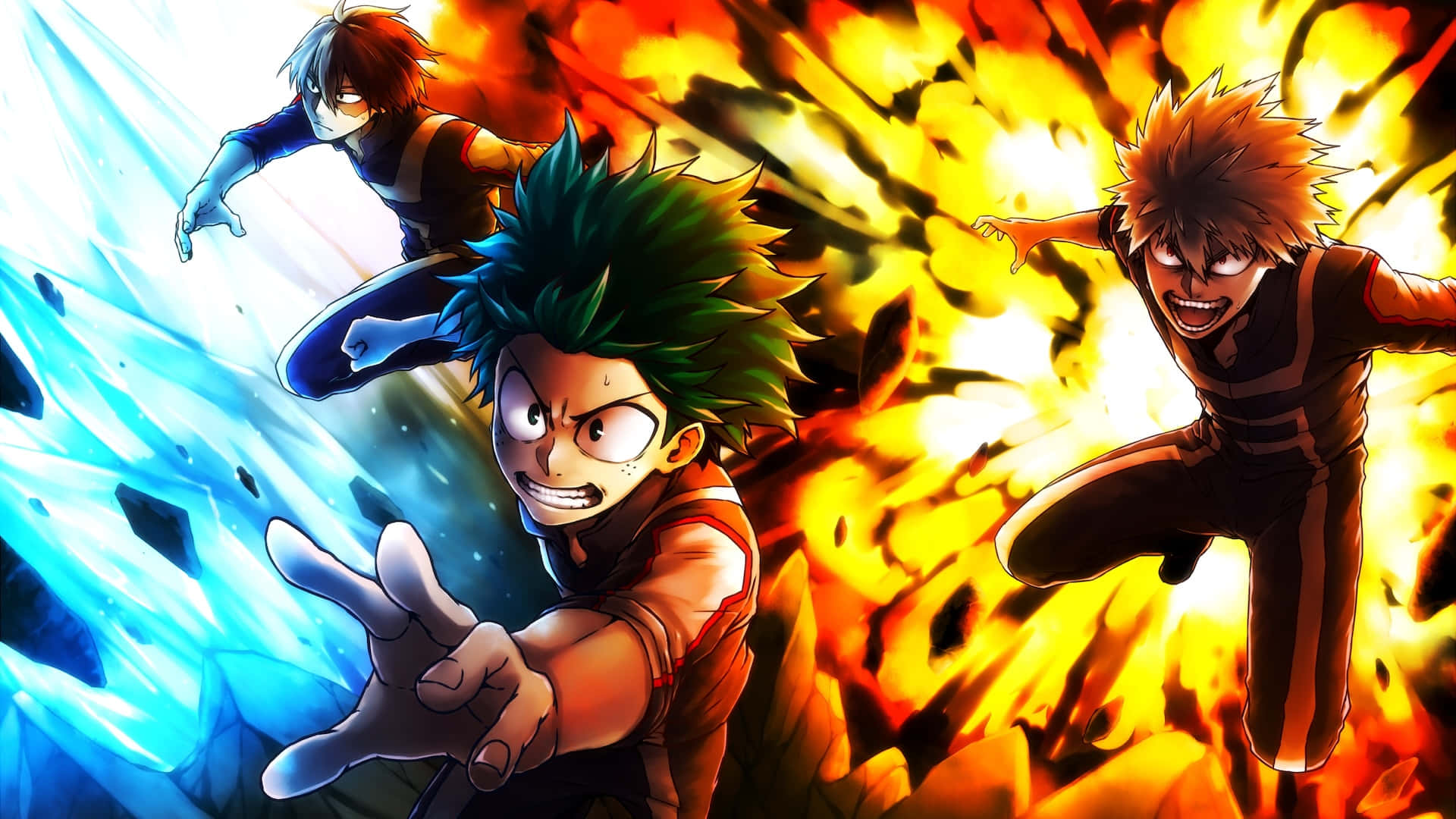 My Hero Academia Dekuand Bakugo Power Up Background