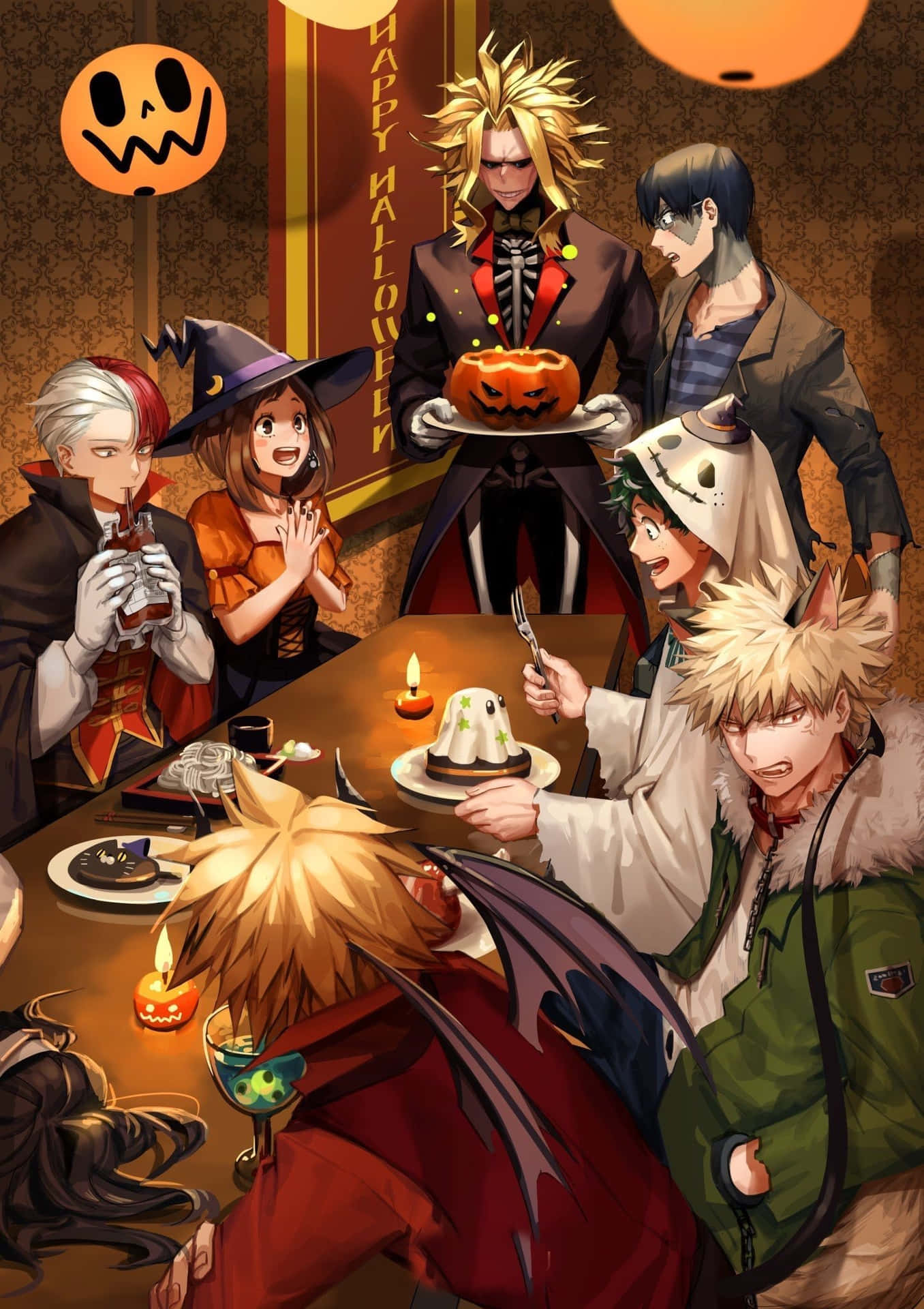 My Hero Academia Halloween Dinner Together Background