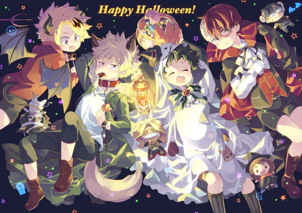 My Hero Academia Halloween With Greeting Background