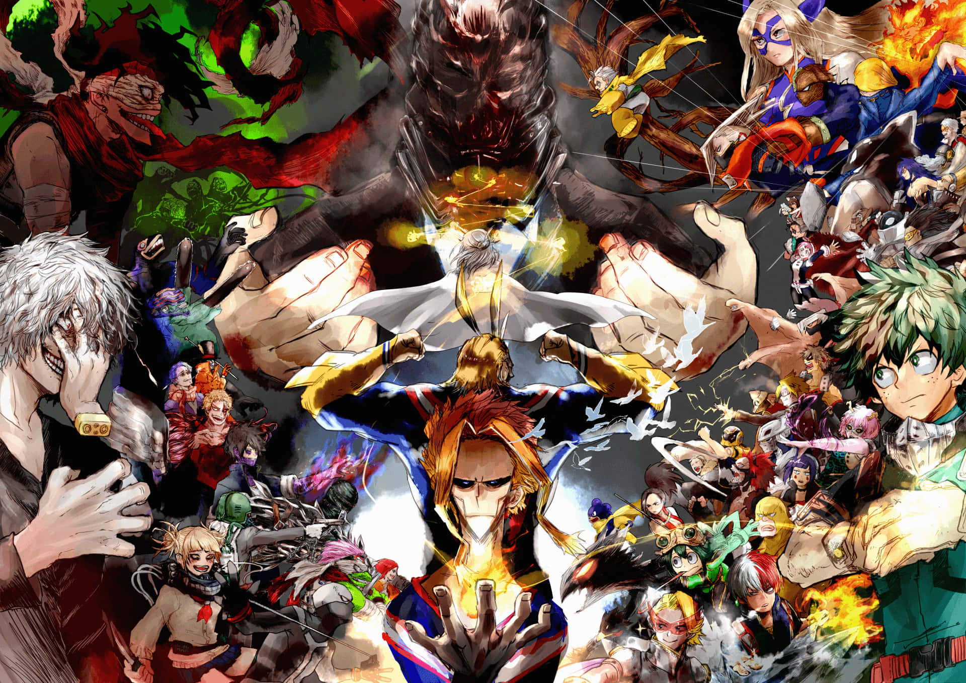 My Hero Academia Ipad Heroes And Villains Mixed Background