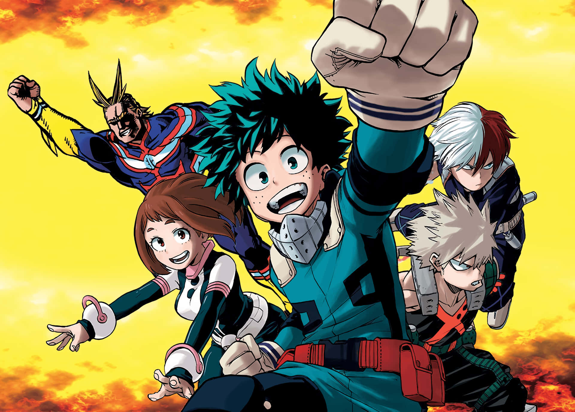 My Hero Academia Laptop With A Cheerful Izuku Background