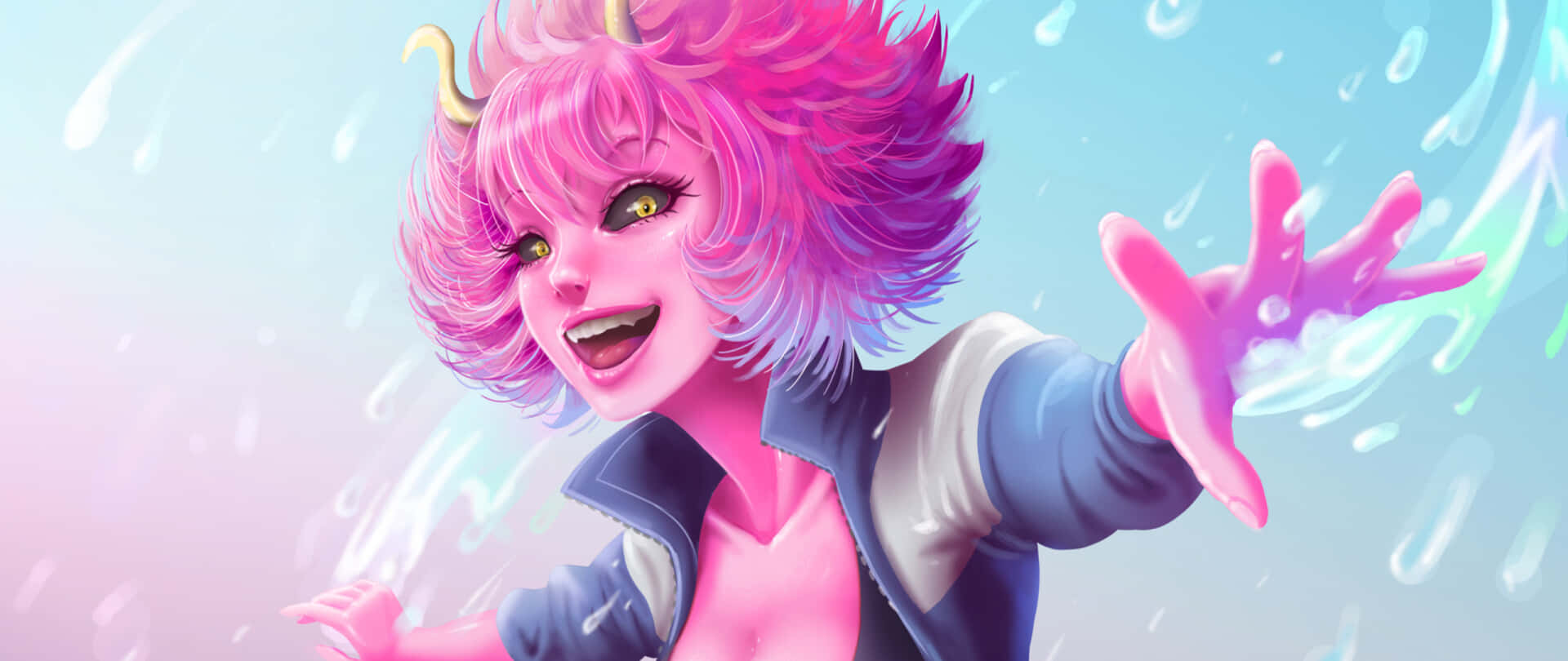 My Hero Academia Mina Ashido Digital Artwork Background