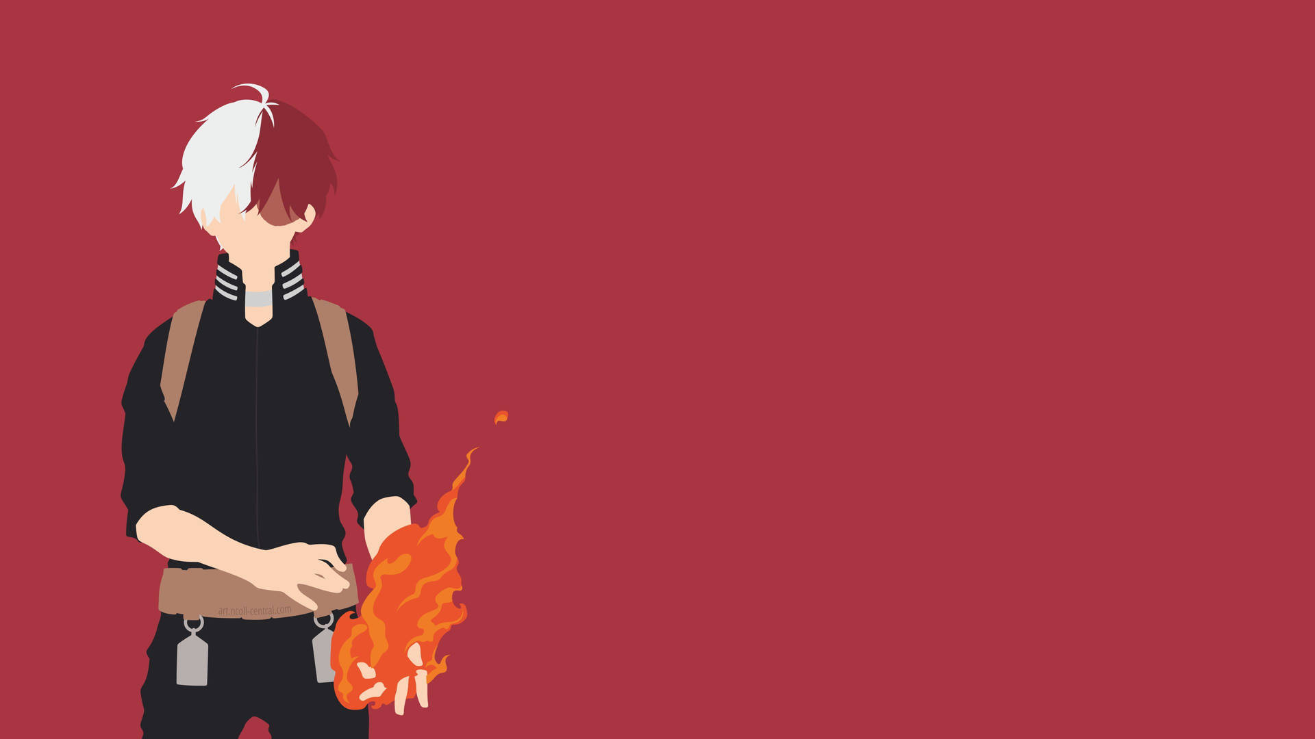 My Hero Academia Minimalist Todoroki On Red Background
