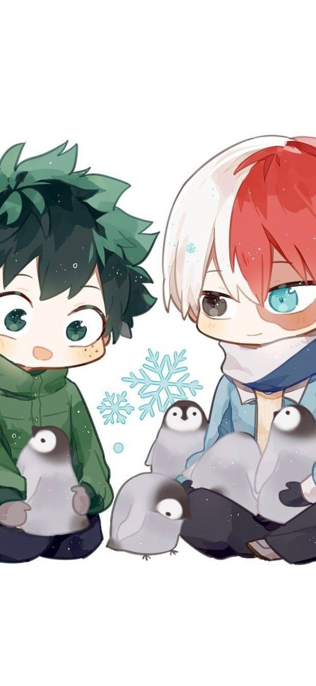 My Hero Academia Todoroki Deku Cute Penguins Background