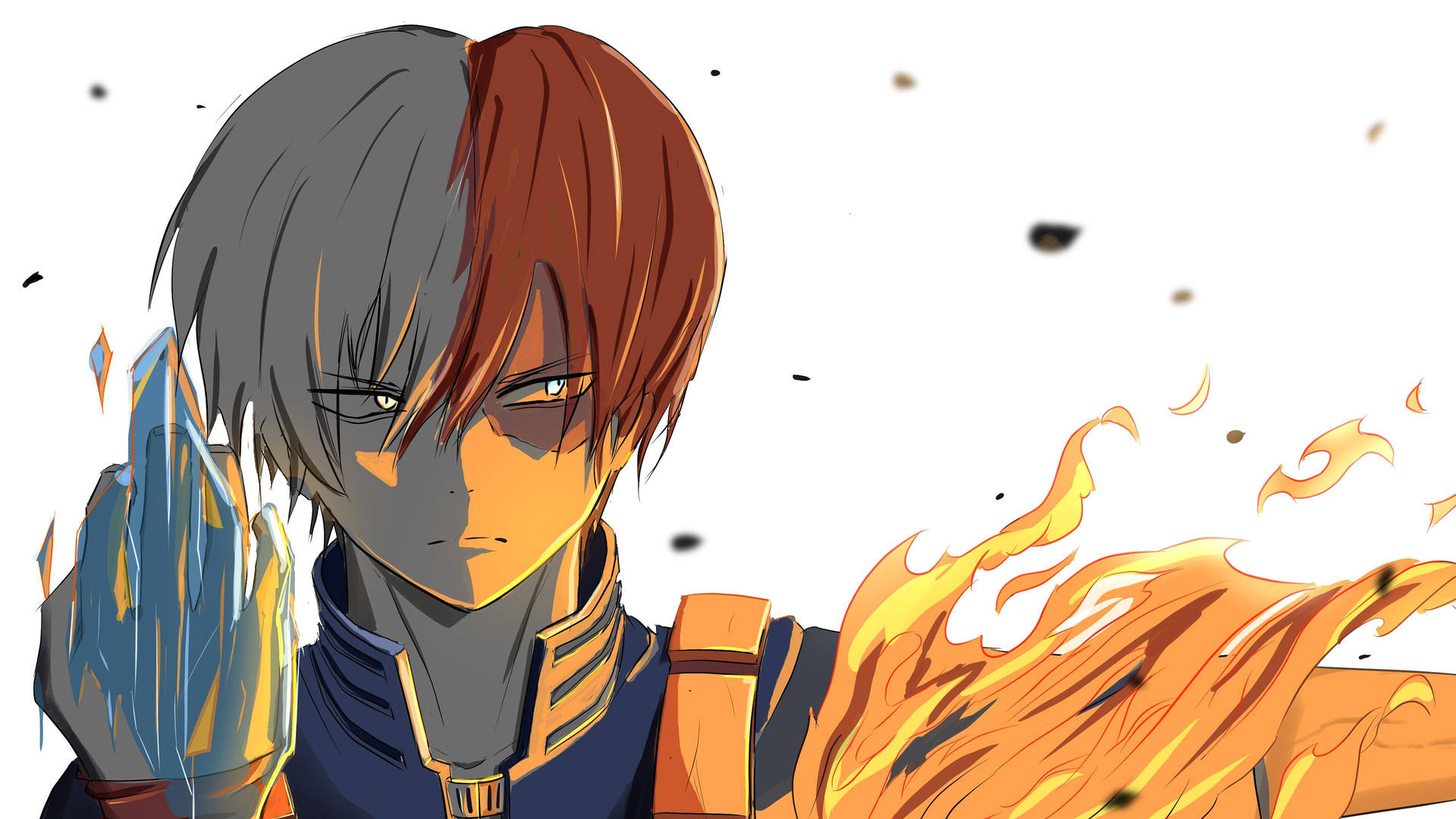 My Hero Academia Todoroki Fierce Ice Fire Background