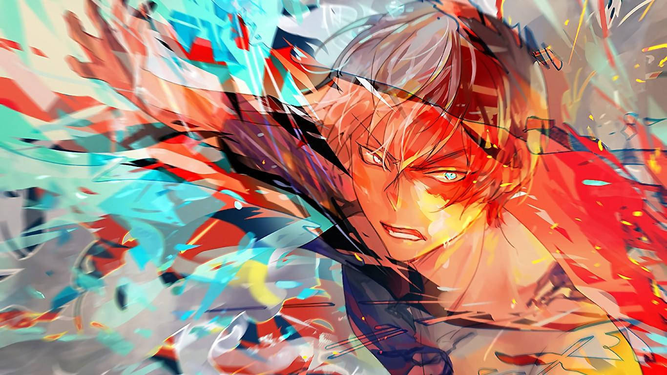 My Hero Academia Todoroki Ice And Fire Fragments Background