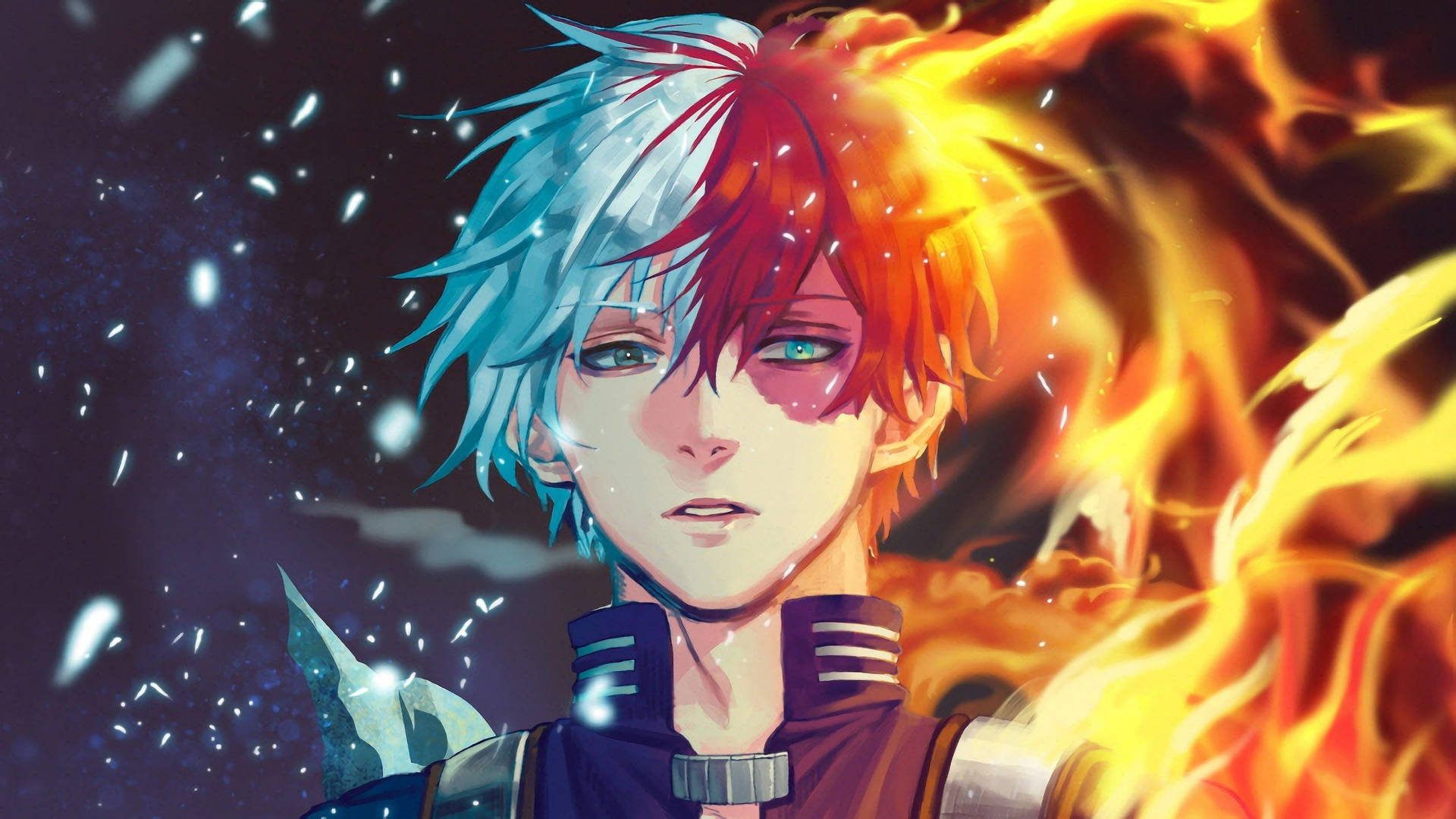 My Hero Academia Todoroki Snow And Fire Background