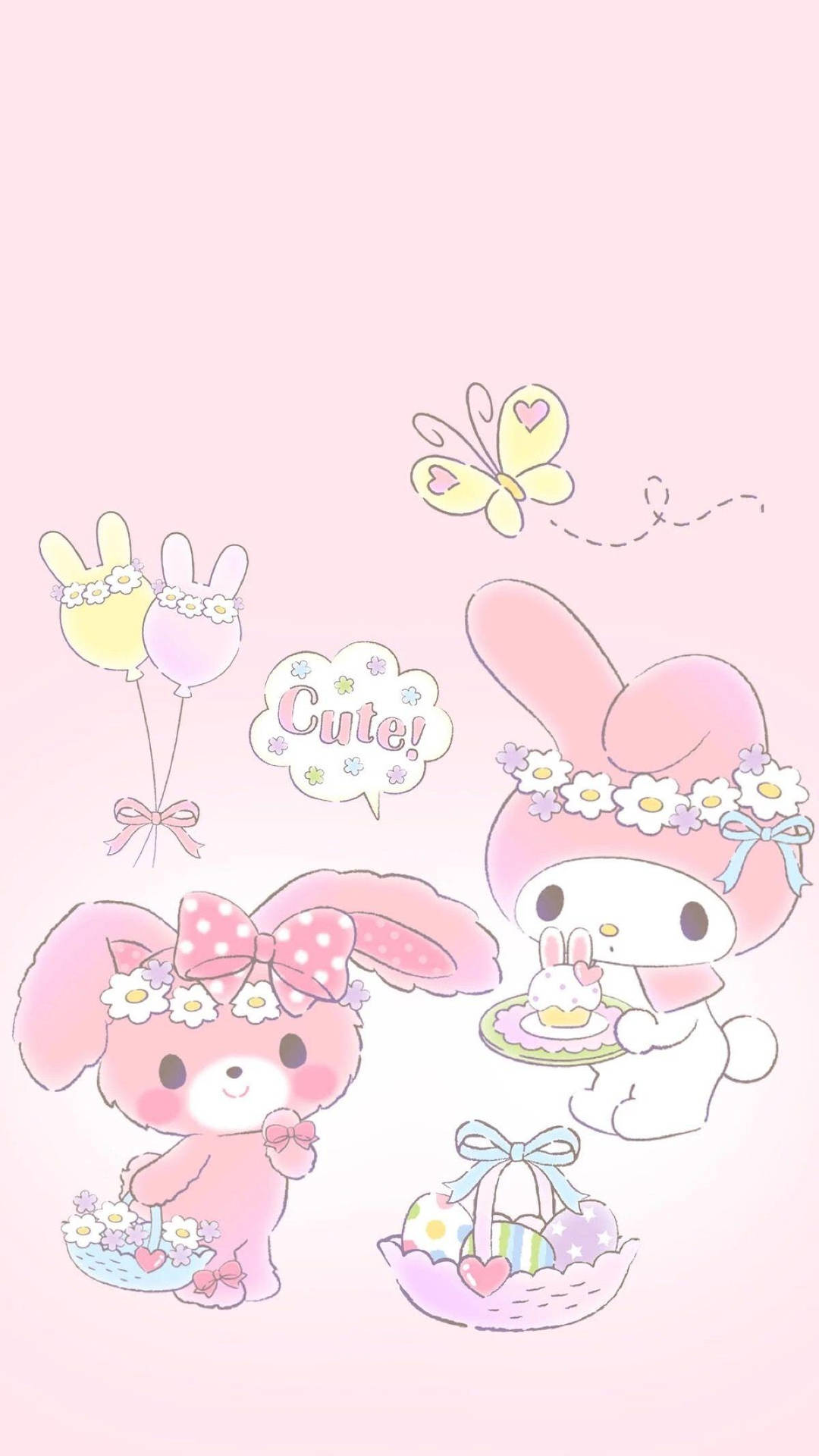 My Melody And Pink Rabbit Background