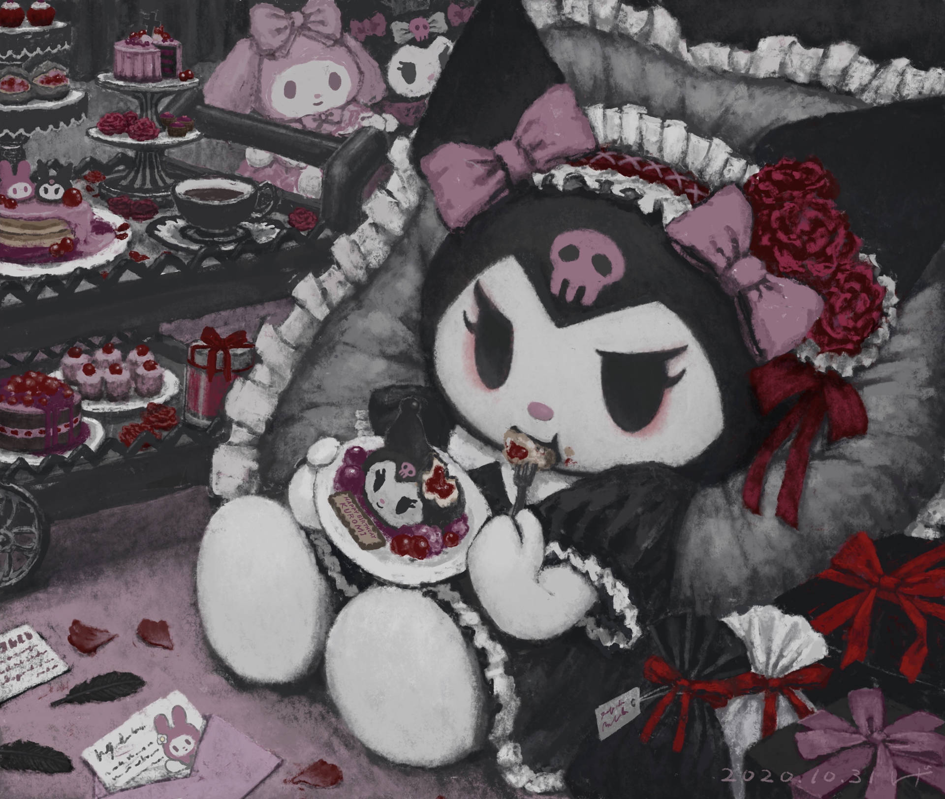 My Melody Kuromi Cute Artwork Background