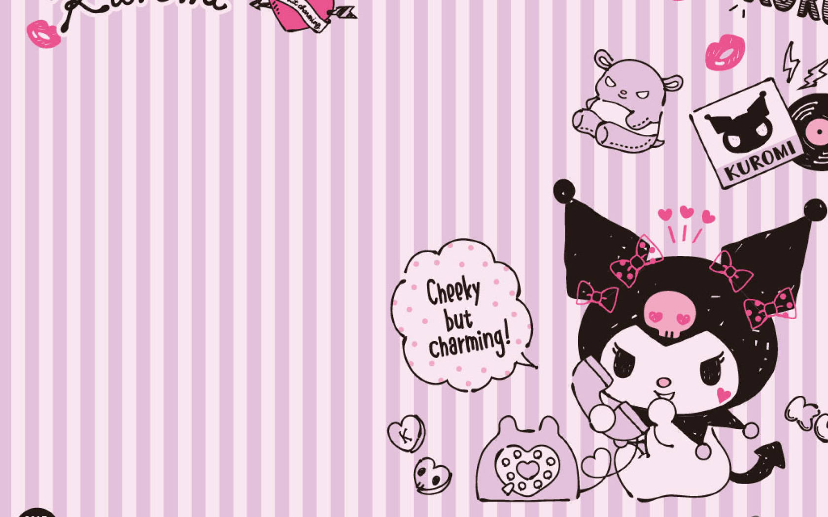 My Melody & Kuromi Engrossed In A Phone Activity Background